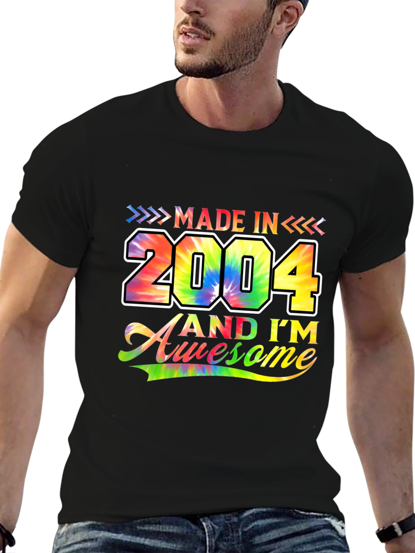 Made in 2004 Awesome Tie-Dye Graphic T-Shirt