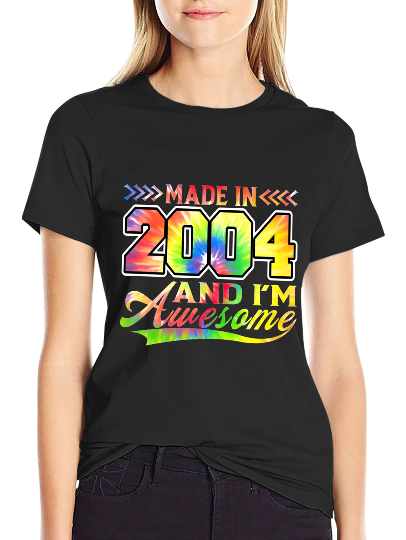 Made in 2004 Awesome Tie-Dye Graphic T-Shirt