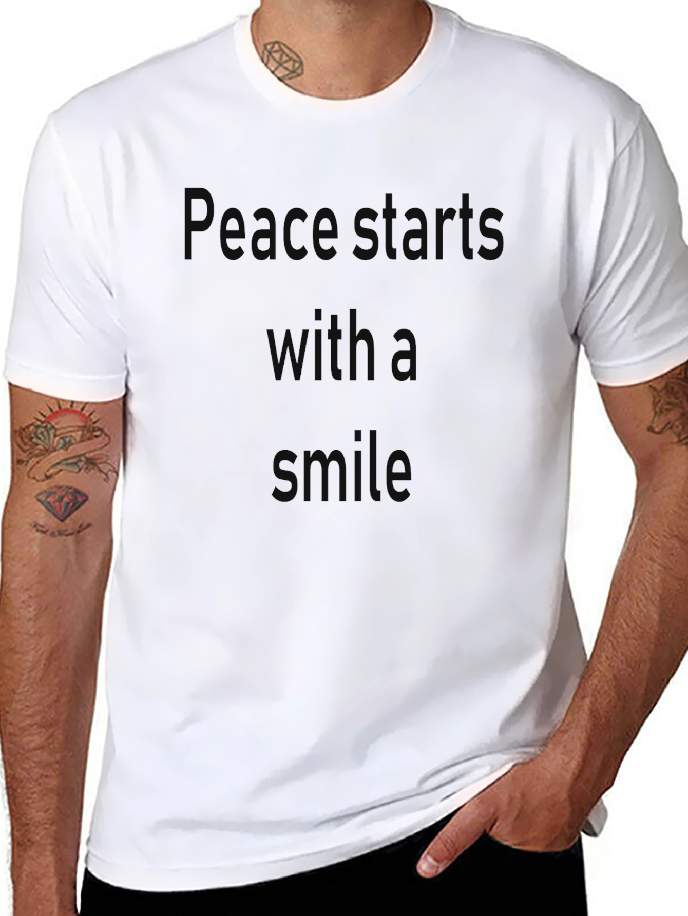 Peace Starts with A Smile Black T-Shirt