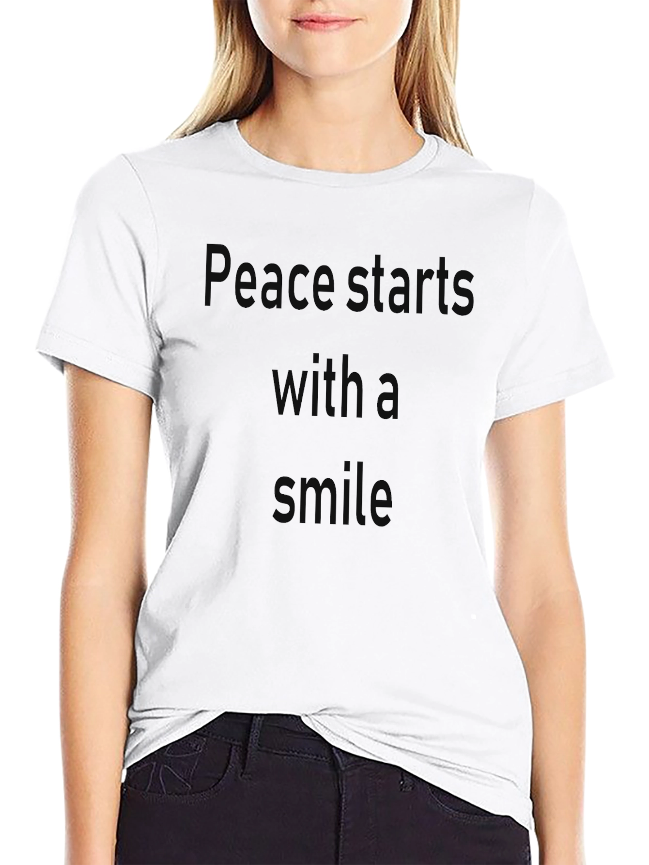 Peace Starts with A Smile Black T-Shirt