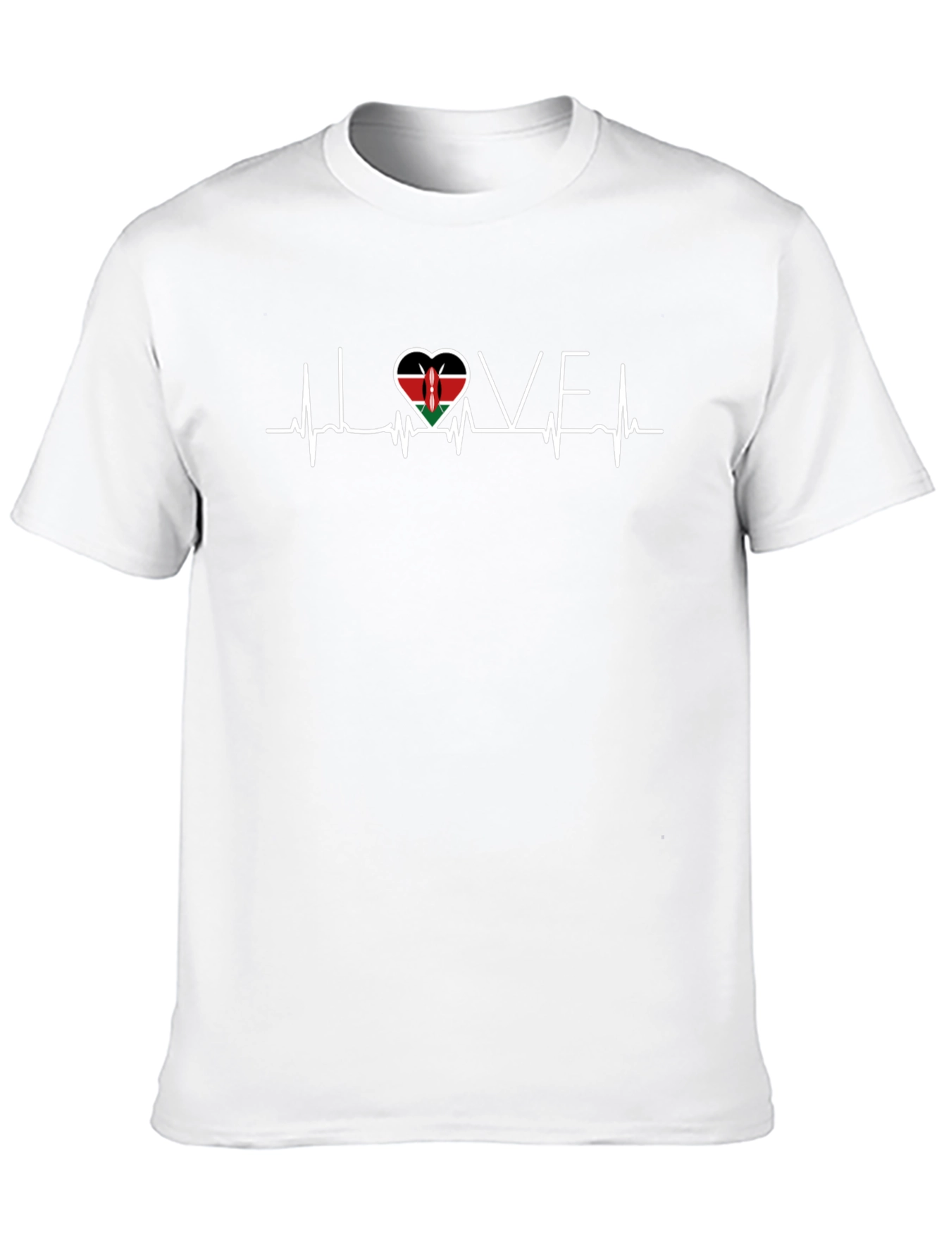 I Love Kenya T-Shirt Heartbeat Graphic Tee