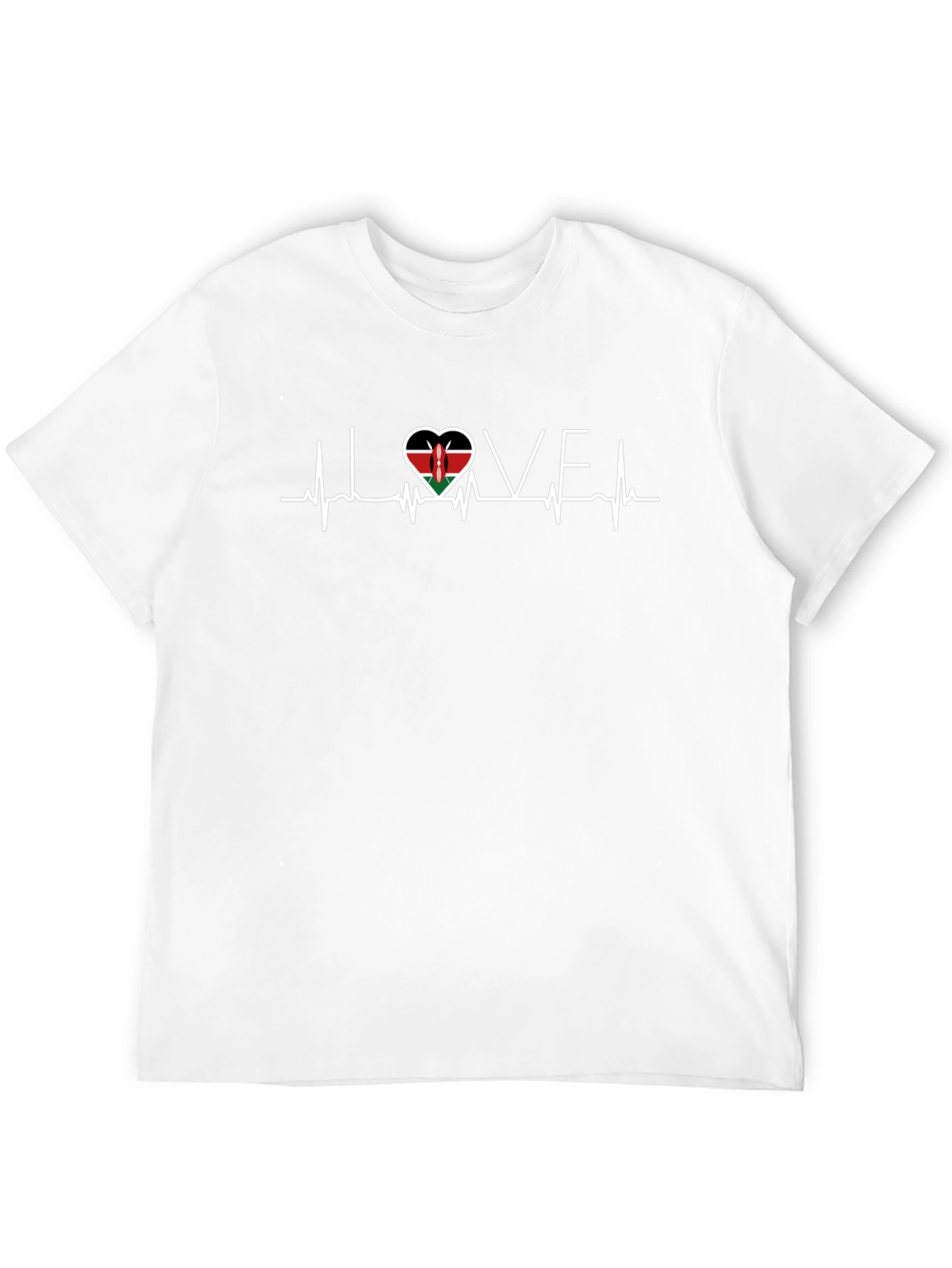 I Love Kenya T-Shirt Heartbeat Graphic Tee