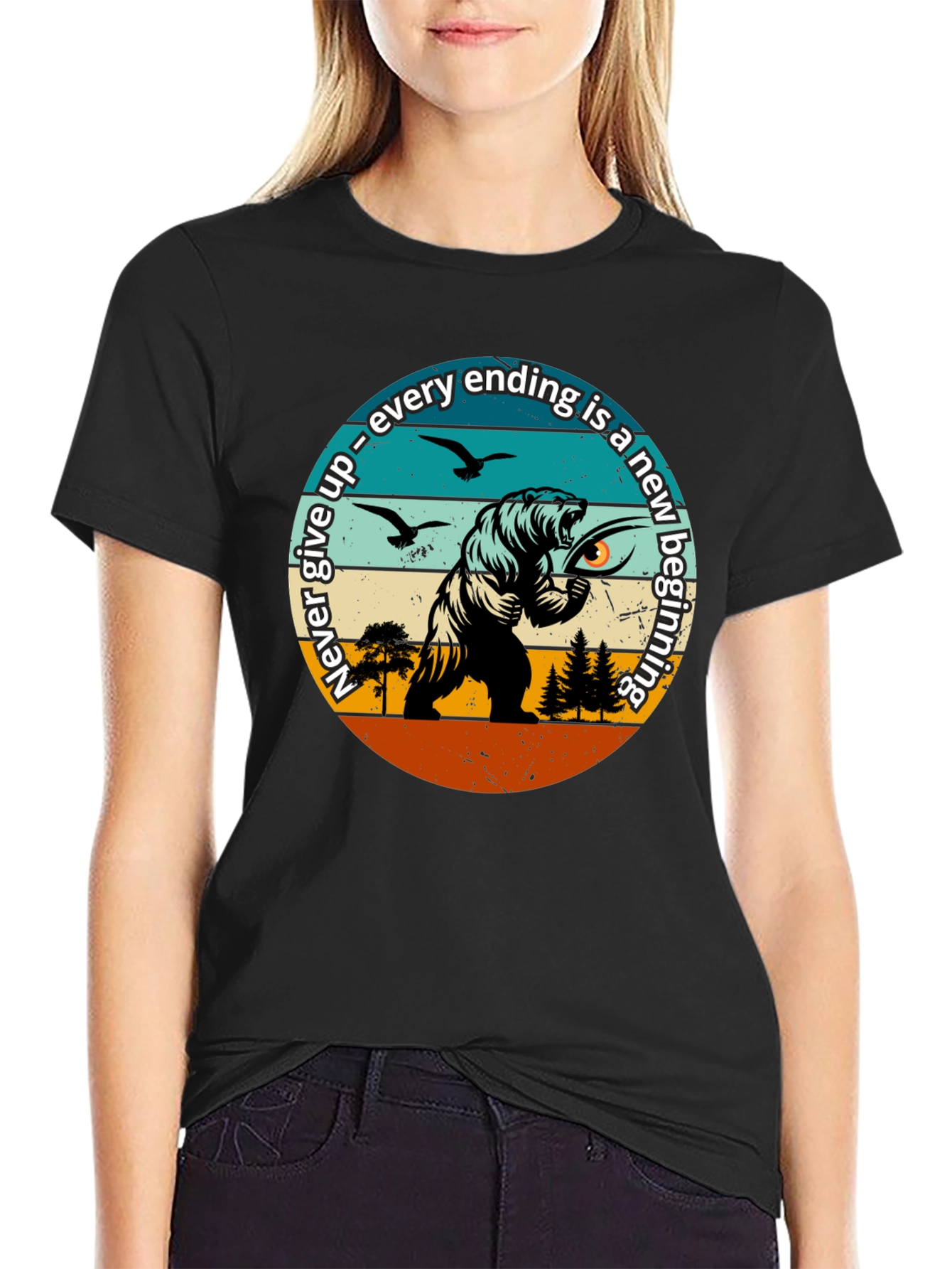 Motivational Bear Graphic T-Shirt: New Beginnings