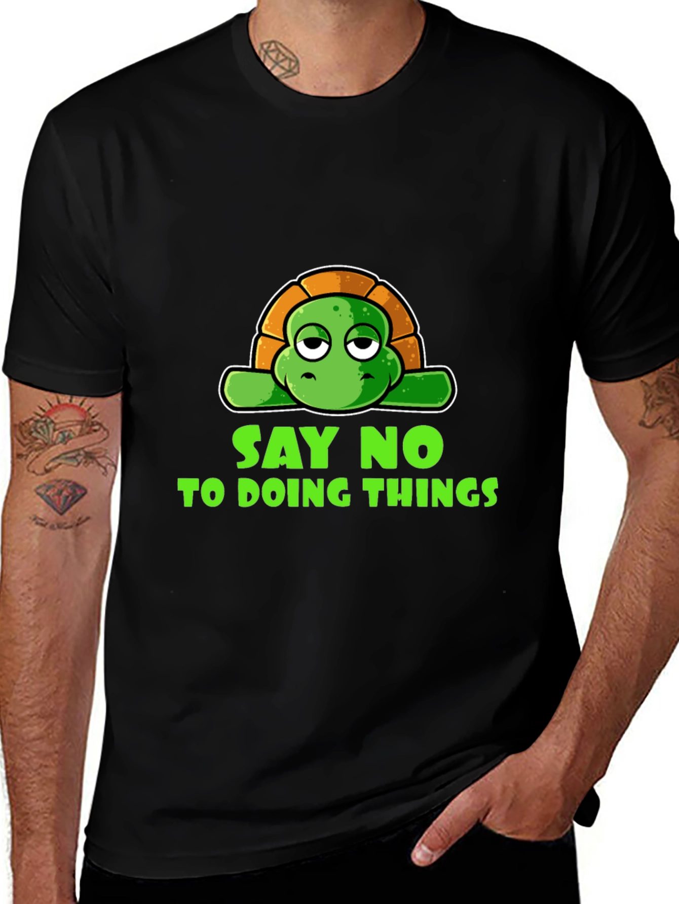 Funny Turtle Say No Graphic T-Shirt
