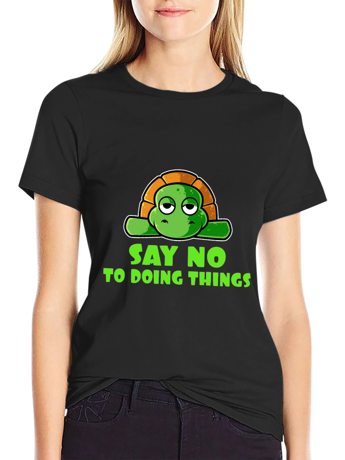 Funny Turtle Say No Graphic T-Shirt