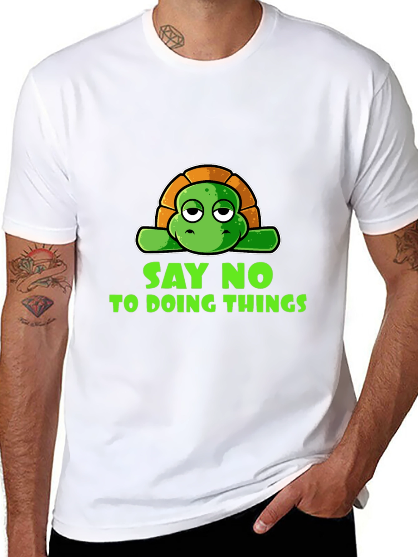 Funny Turtle Say No Graphic T-Shirt