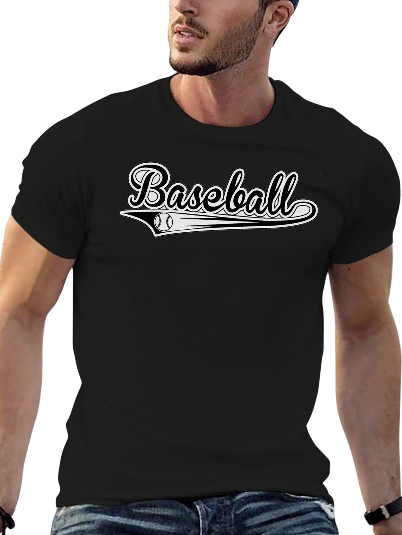 Black Baseball Graphic Tee - Stylish & Sporty
