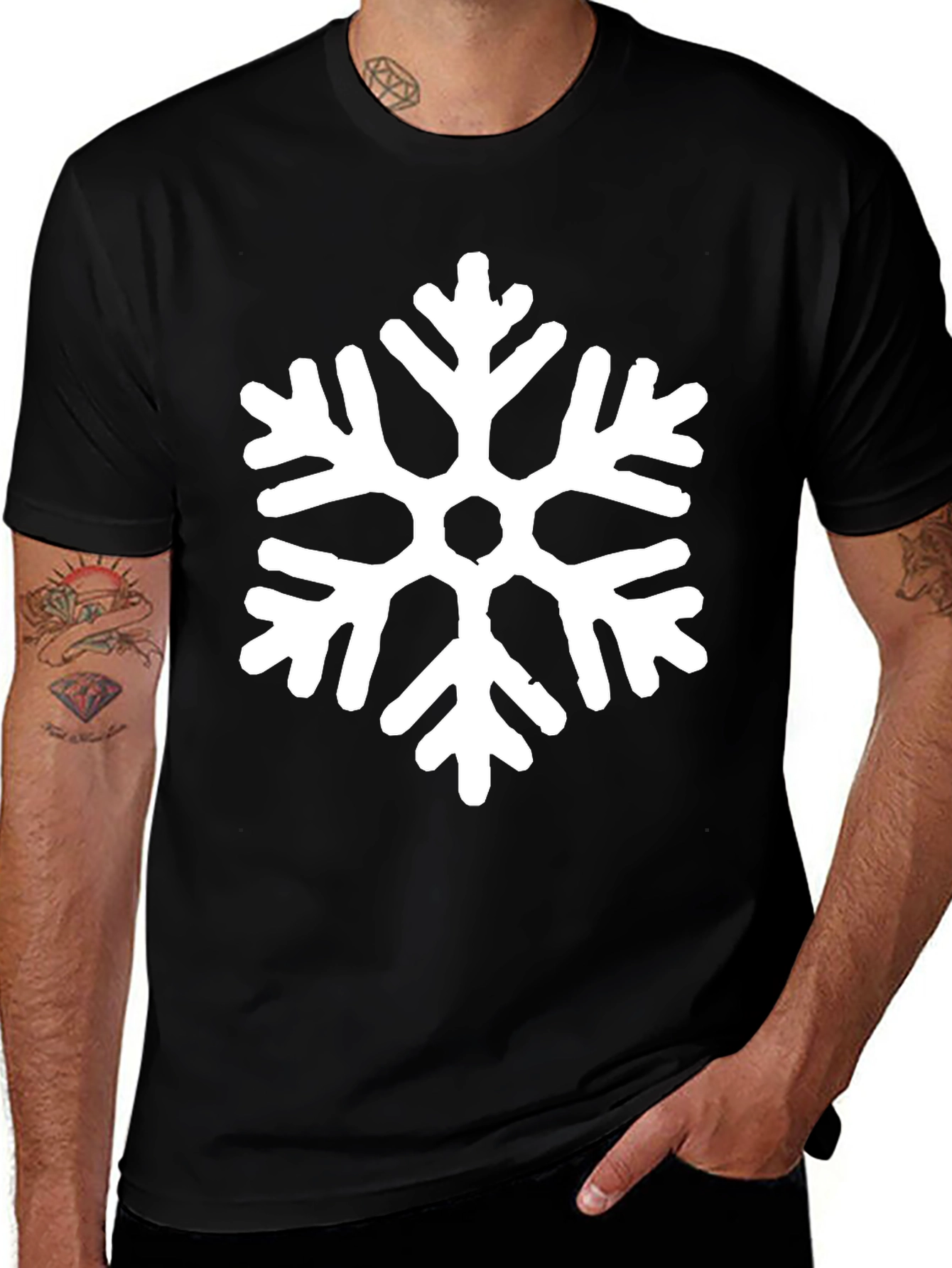 Snowflake Graphic Black T-Shirt