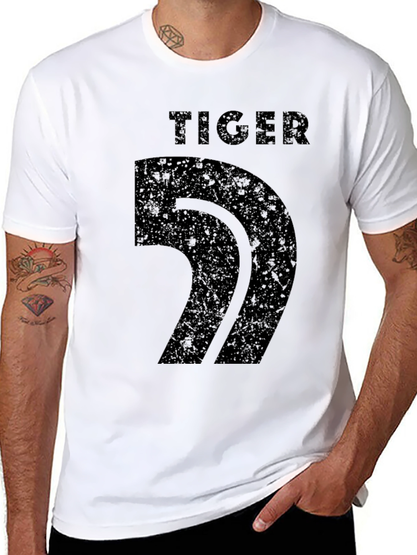 Tiger Number T-Shirt - Black Graphic Tee