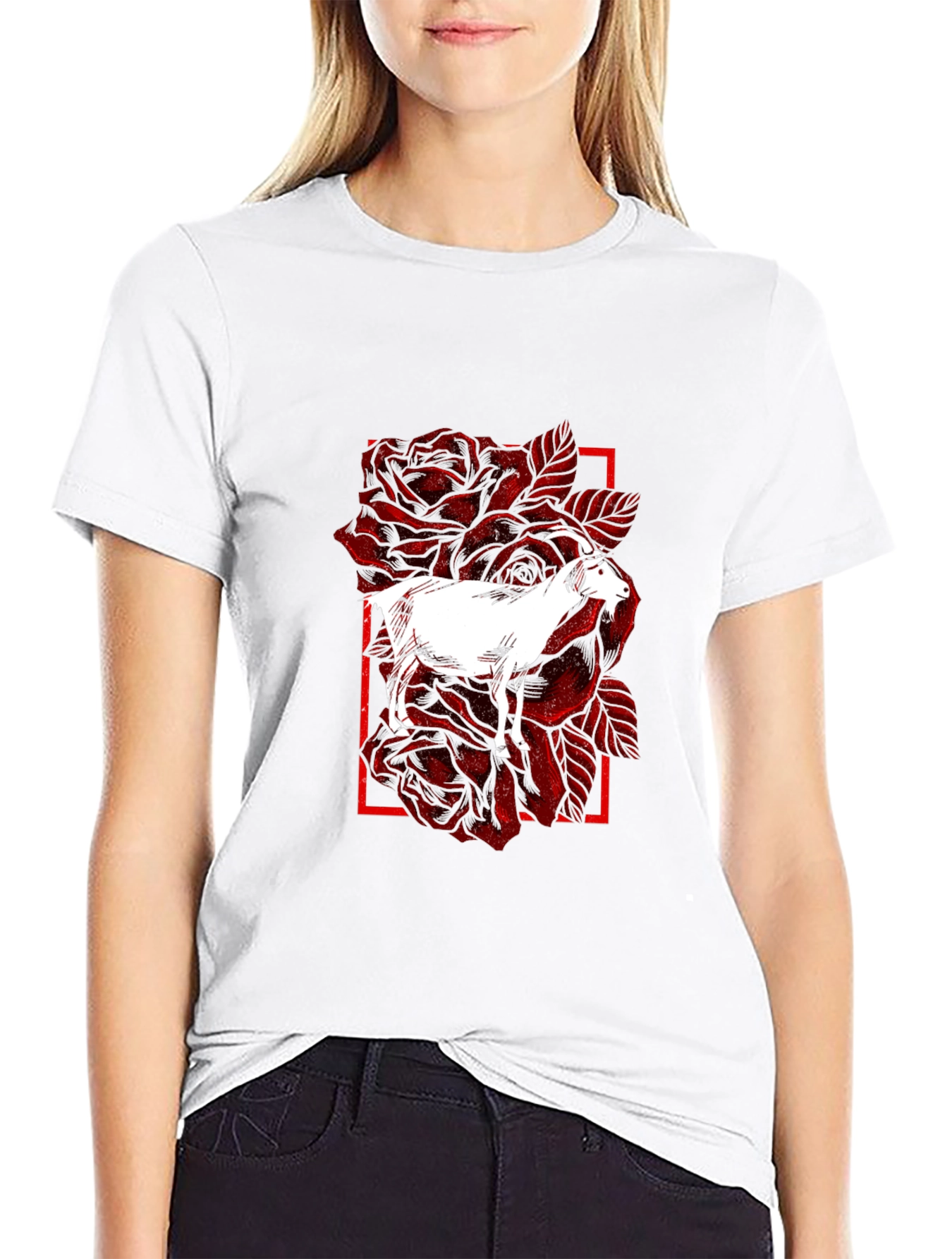 Goat & Roses Graphic Black T-Shirt