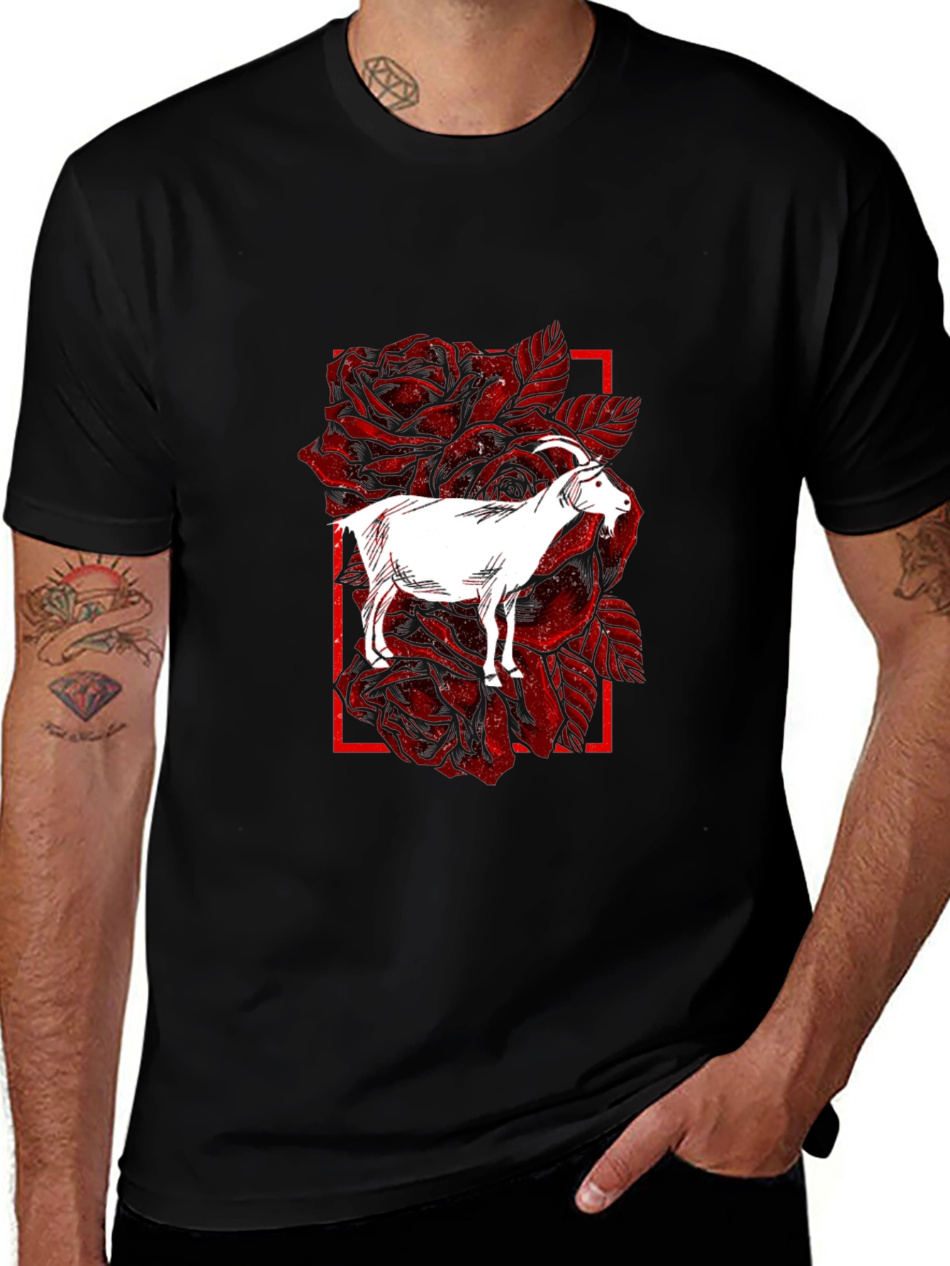 Goat & Roses Graphic Black T-Shirt