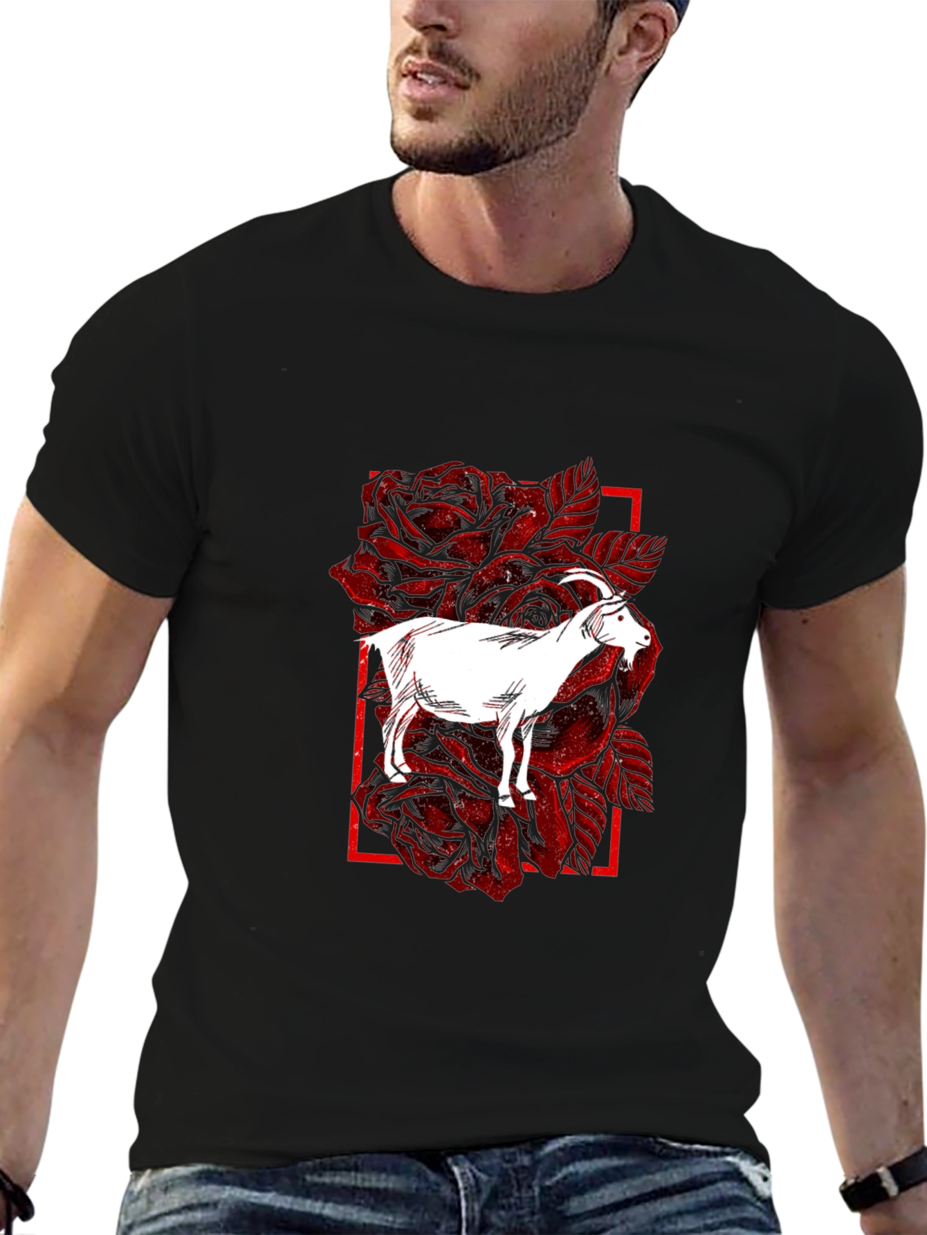Goat & Roses Graphic Black T-Shirt