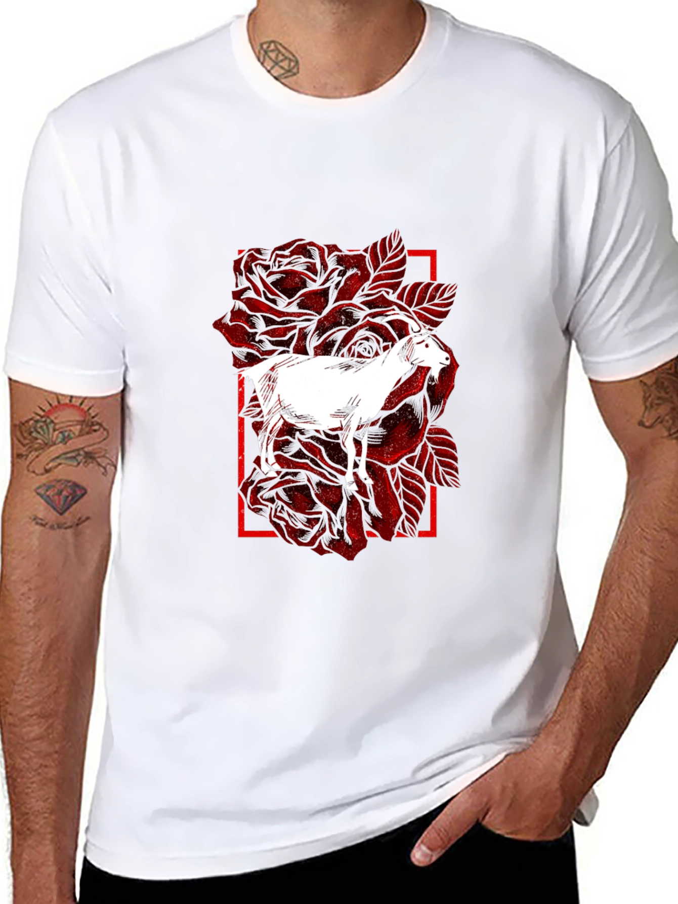 Goat & Roses Graphic Black T-Shirt