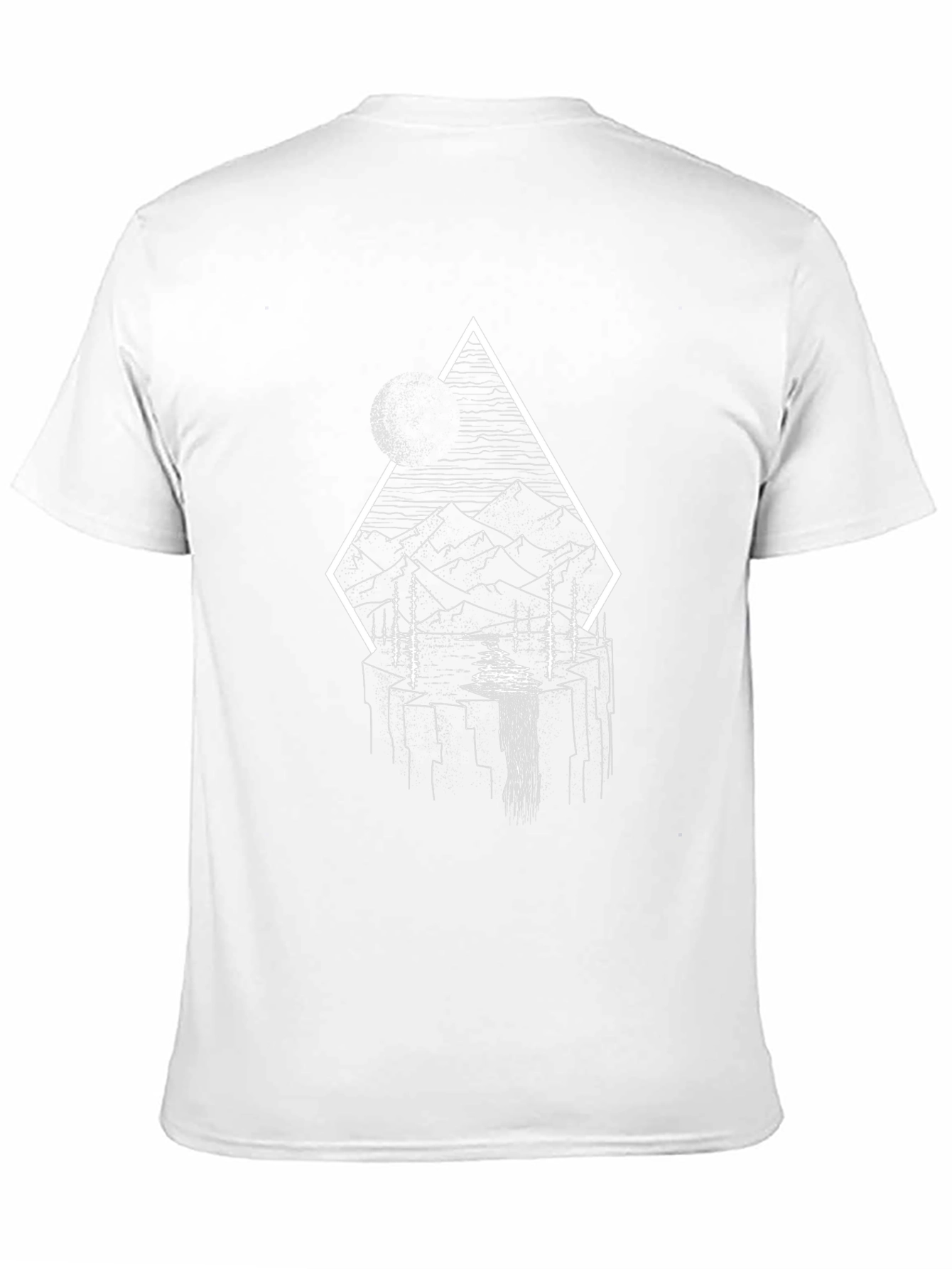 Abstract Mountain Landscape Graphic Tee - Black