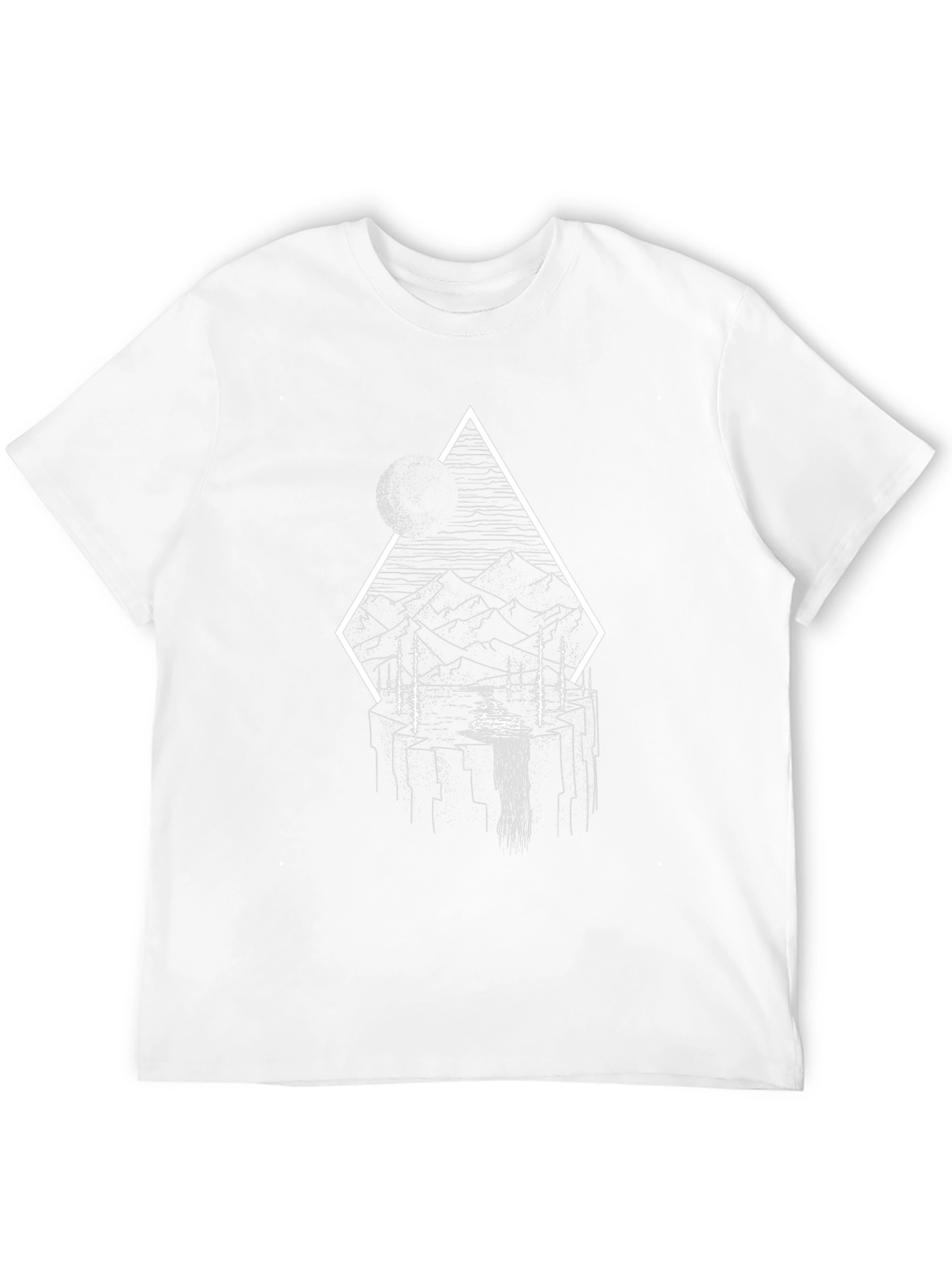 Abstract Mountain Landscape Graphic Tee - Black