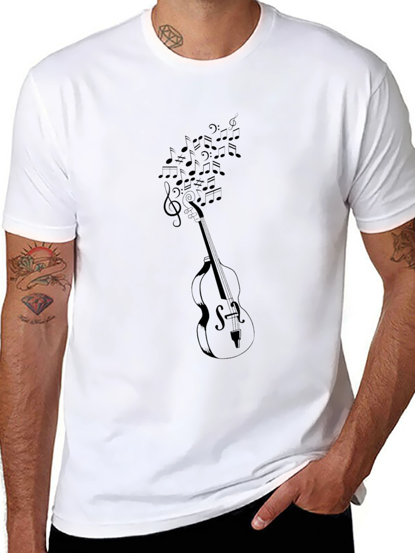 Musical Notes Bass T-Shirt - Black