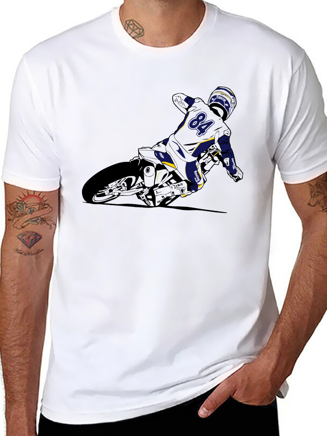 Motorcycle Rider Graphic Tee - Black
