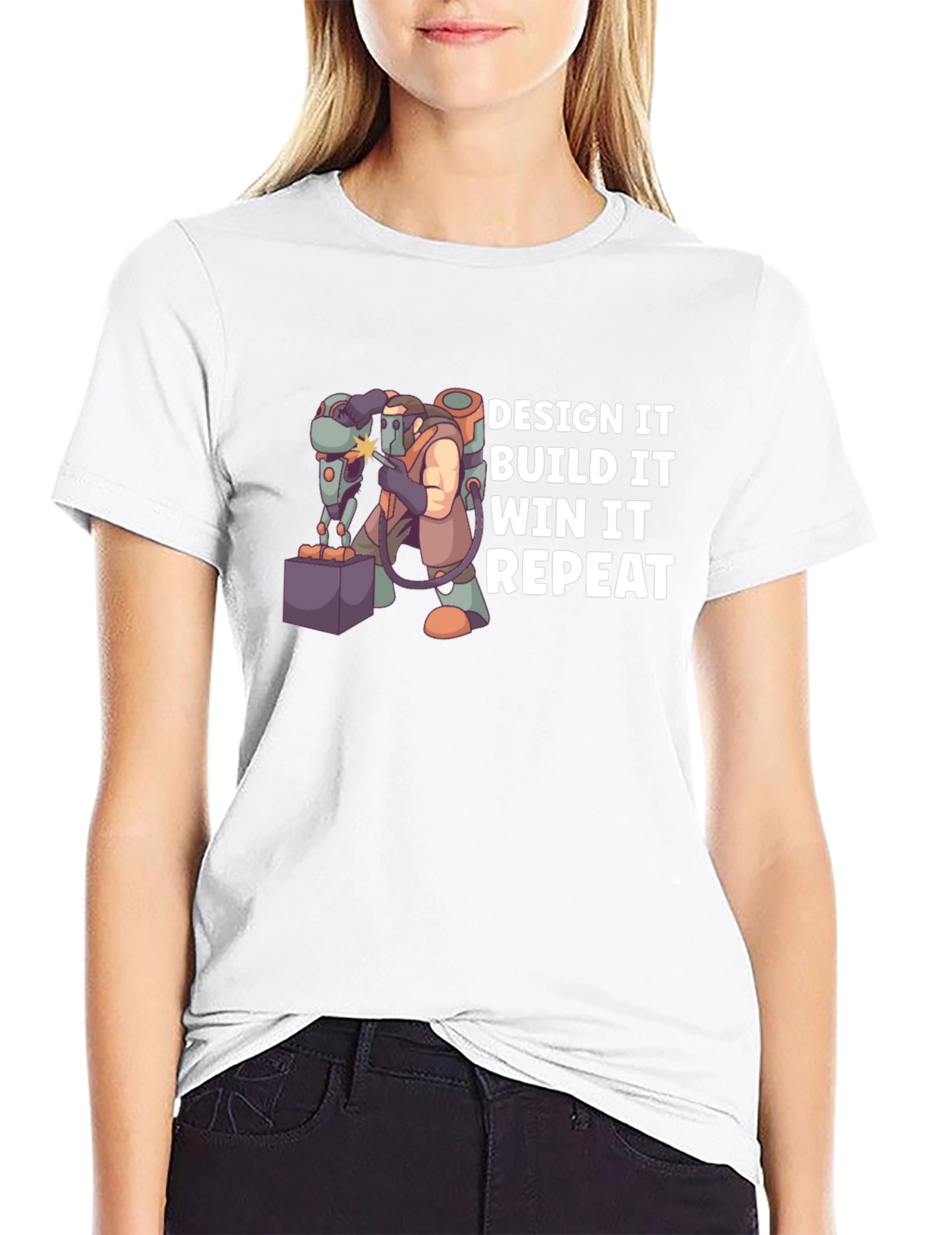 Design Build Win Repeat Black T-Shirt
