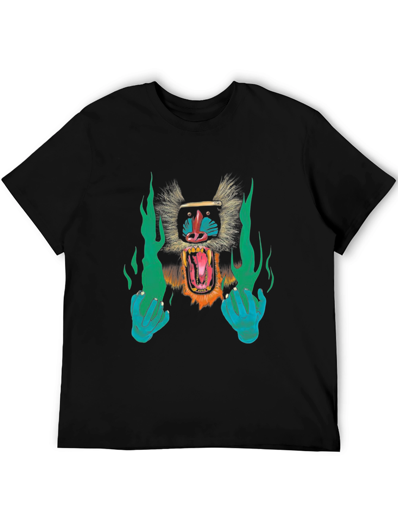Monkey Face Graphic Black T-Shirt