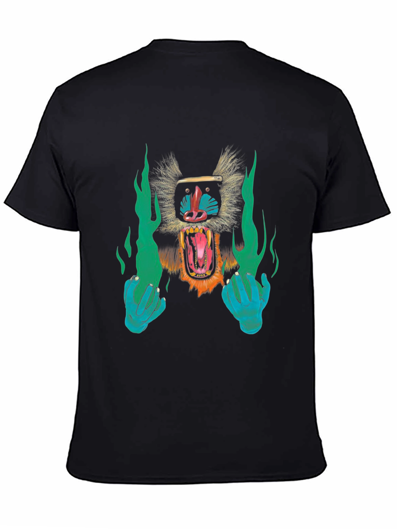 Monkey Face Graphic Black T-Shirt
