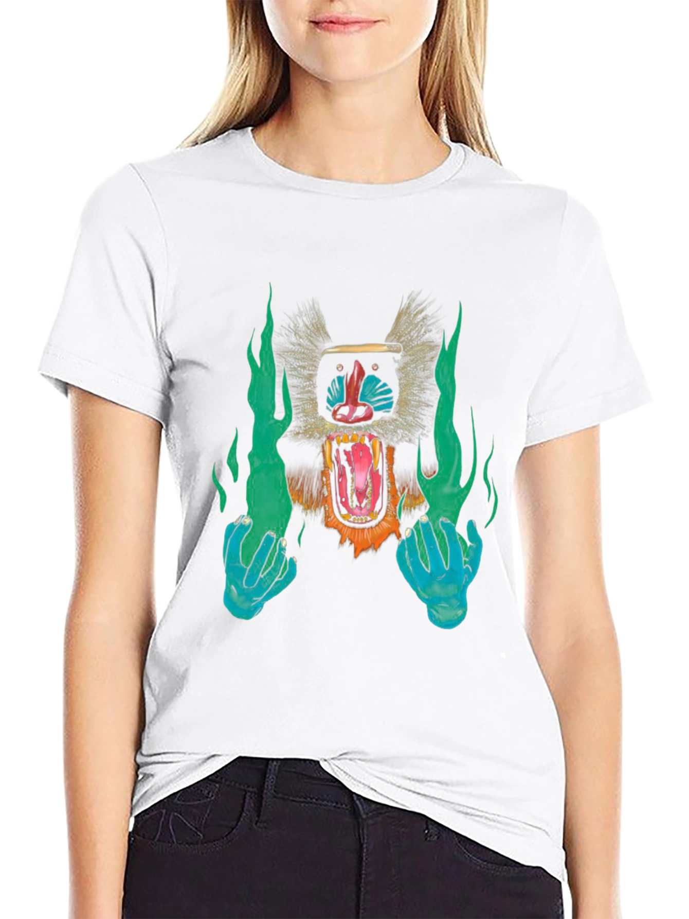 Monkey Face Graphic Black T-Shirt