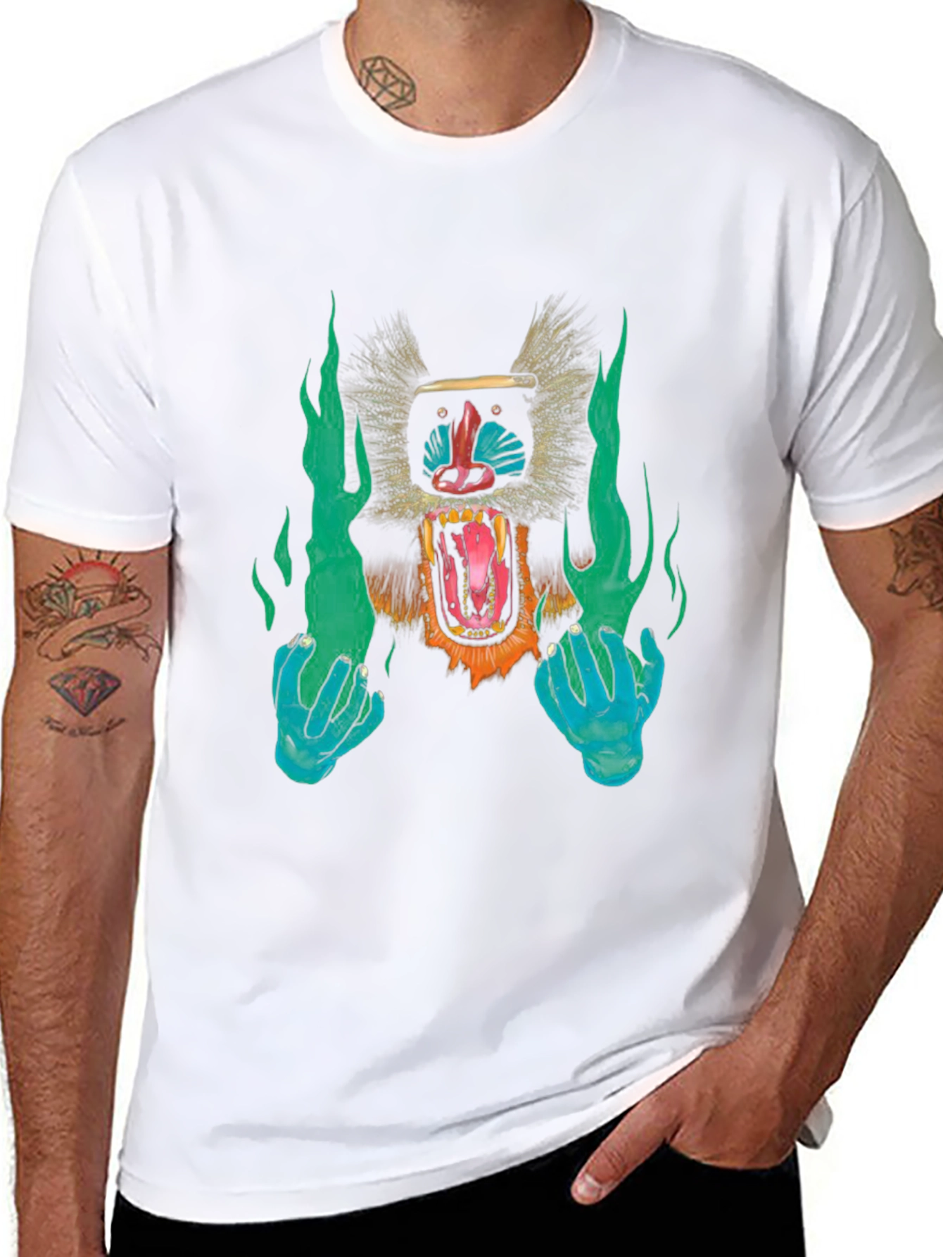 Monkey Face Graphic Black T-Shirt