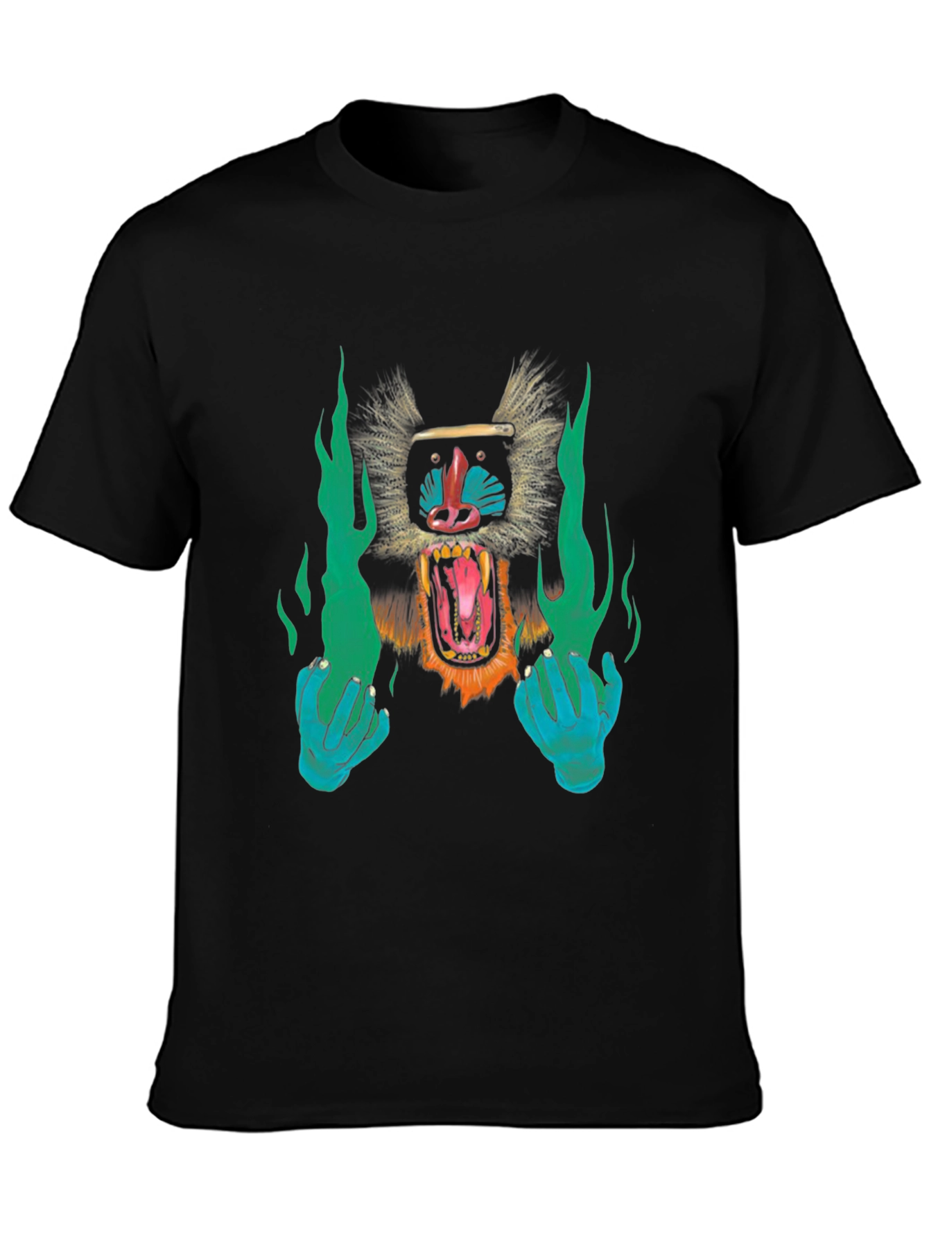 Monkey Face Graphic Black T-Shirt