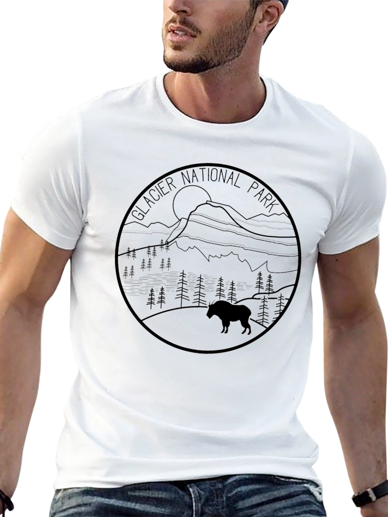 Glacier National Park T-Shirt - Mountain Goat Design