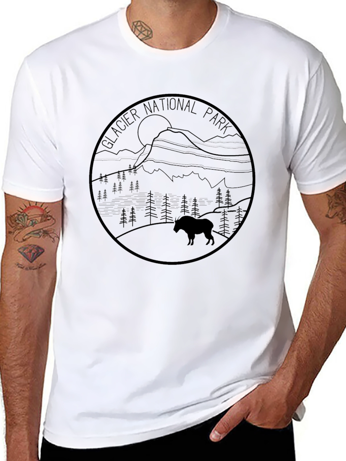 Glacier National Park T-Shirt - Mountain Goat Design