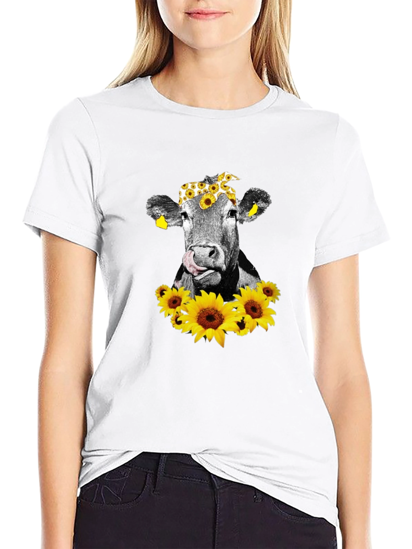 Cow with Sunflowers T-Shirt