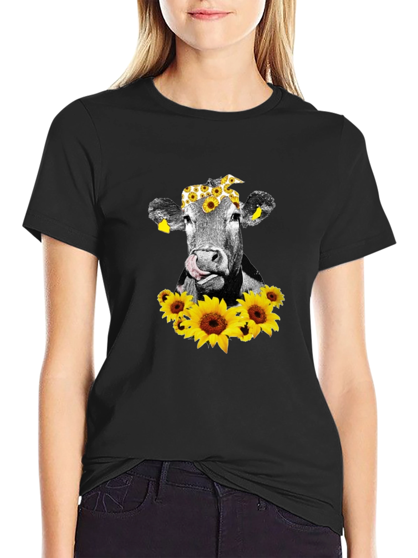 Cow with Sunflowers T-Shirt