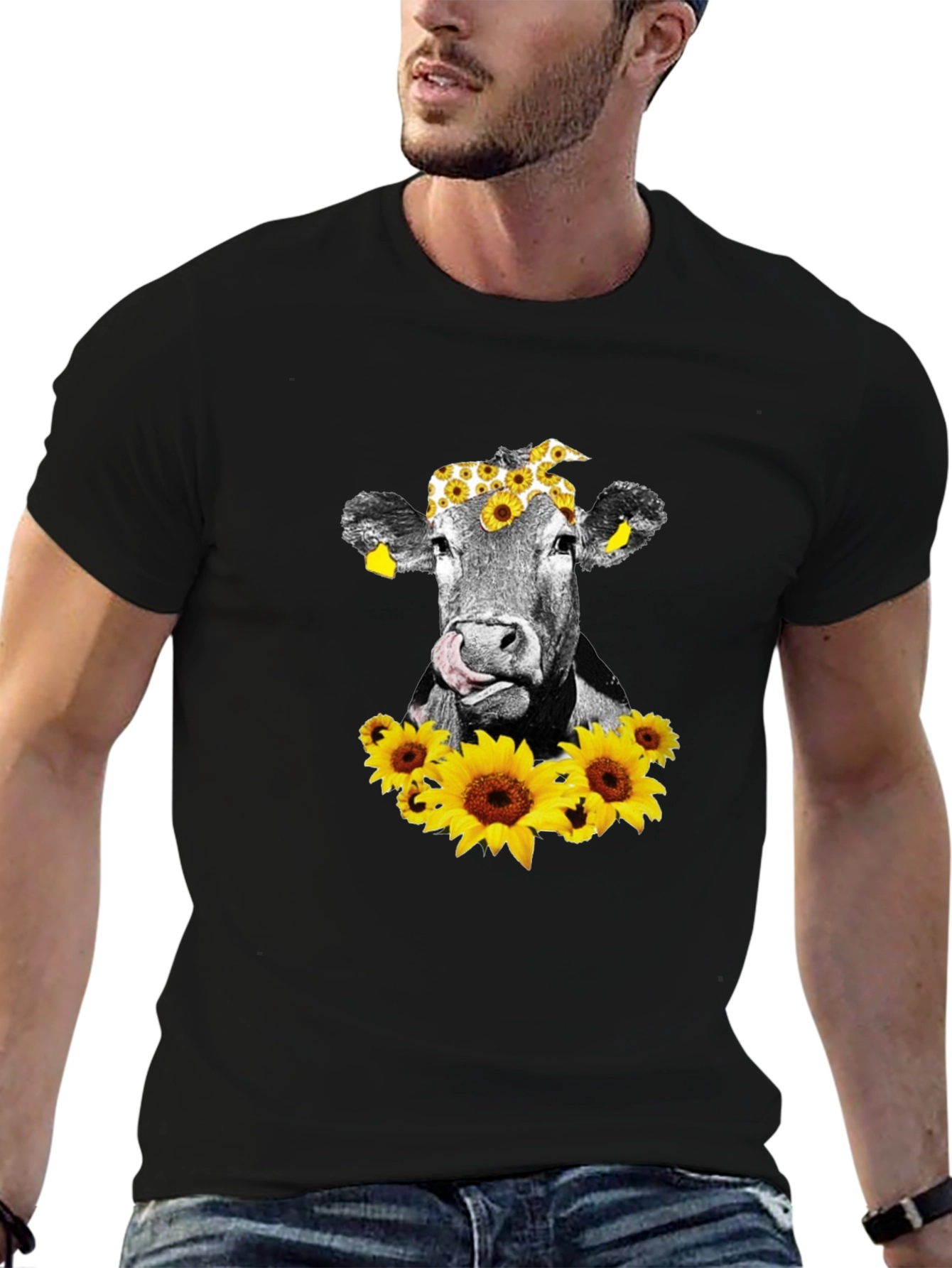 Cow with Sunflowers T-Shirt