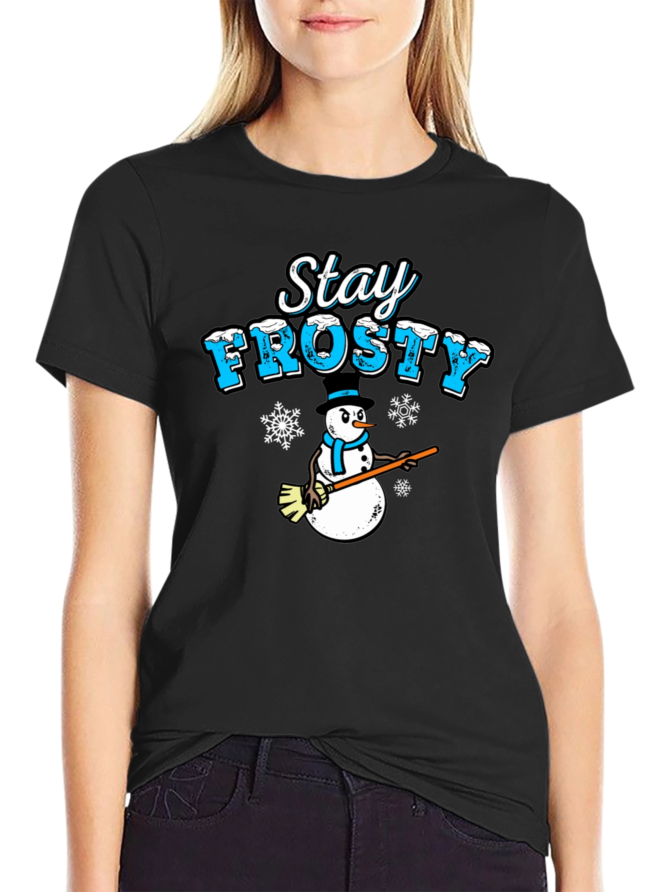Stay Frosty Snowman T-Shirt - Holiday Winter Apparel