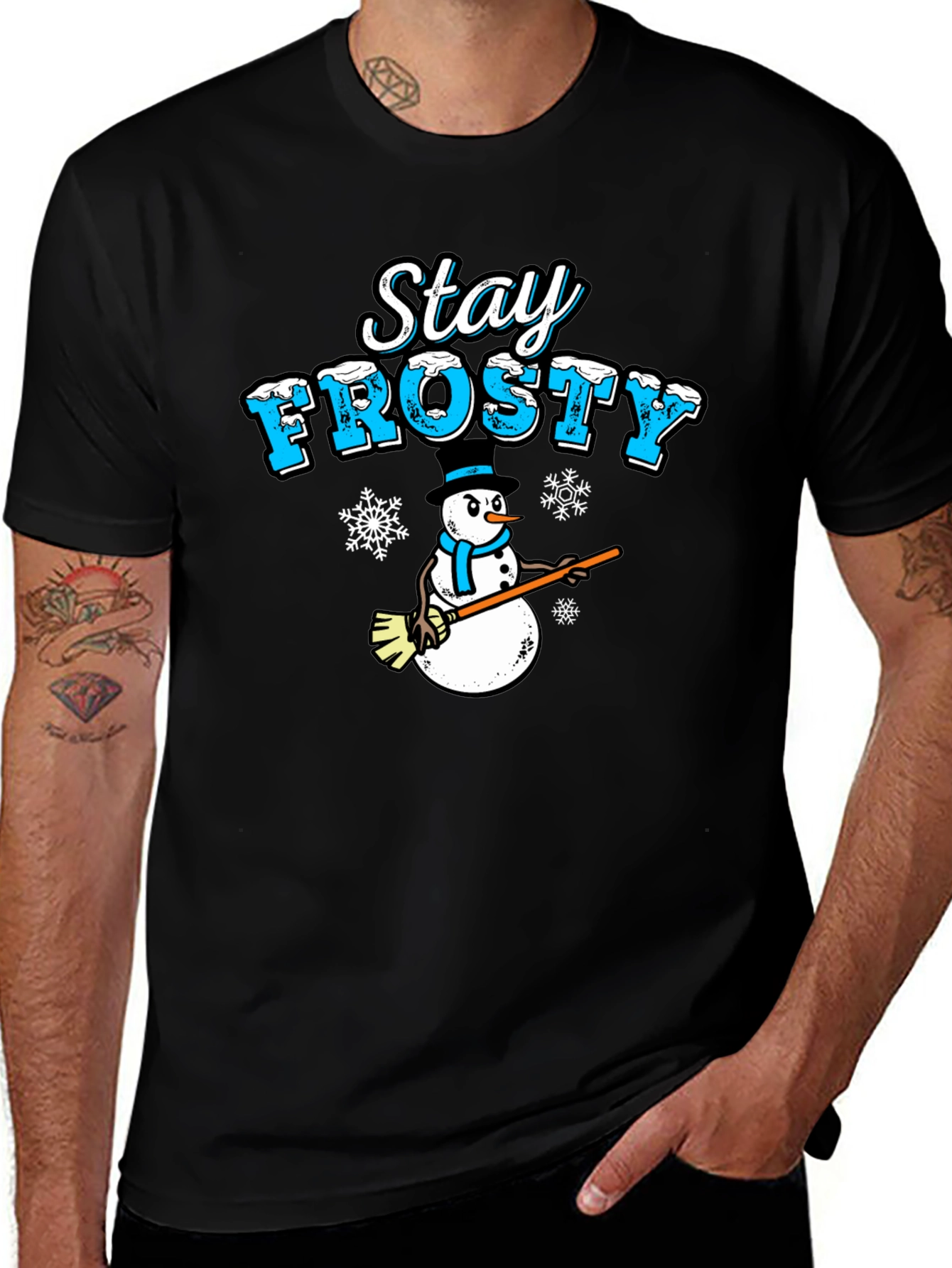 Stay Frosty Snowman T-Shirt - Holiday Winter Apparel