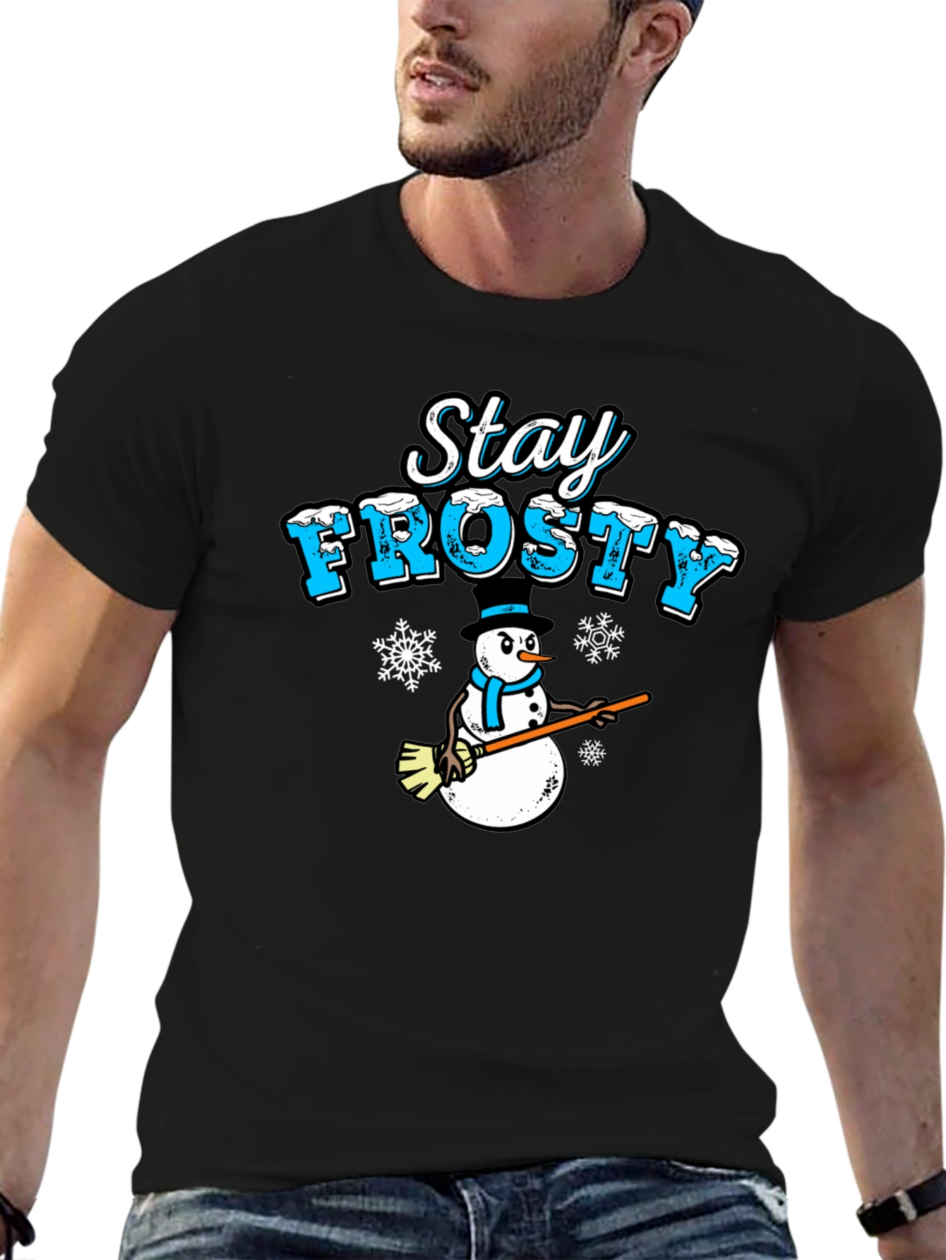 Stay Frosty Snowman T-Shirt - Holiday Winter Apparel