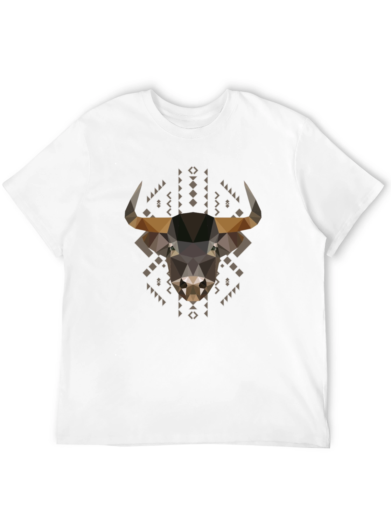 Geometric Bull Graphic Tee - Black