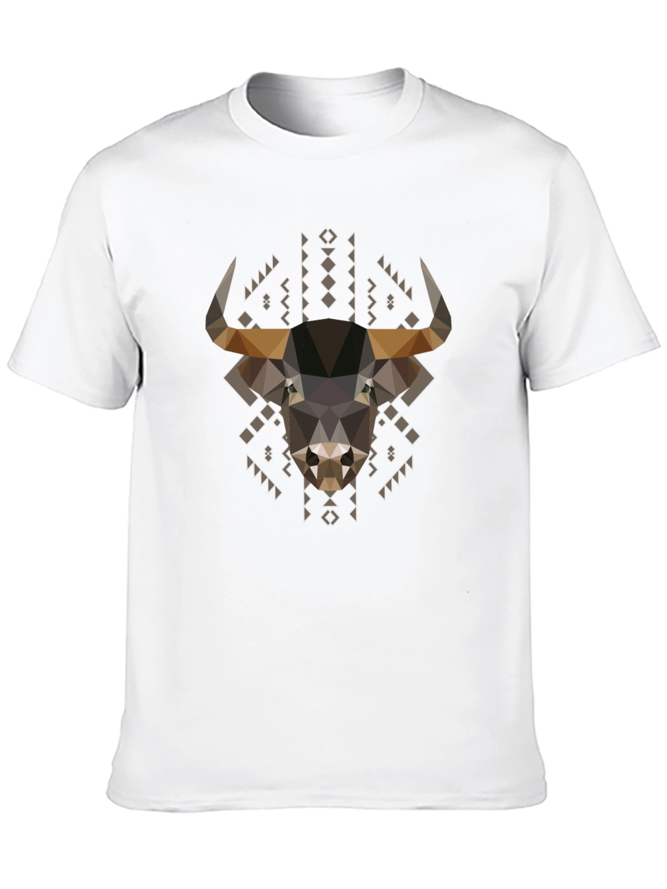 Geometric Bull Graphic Tee - Black