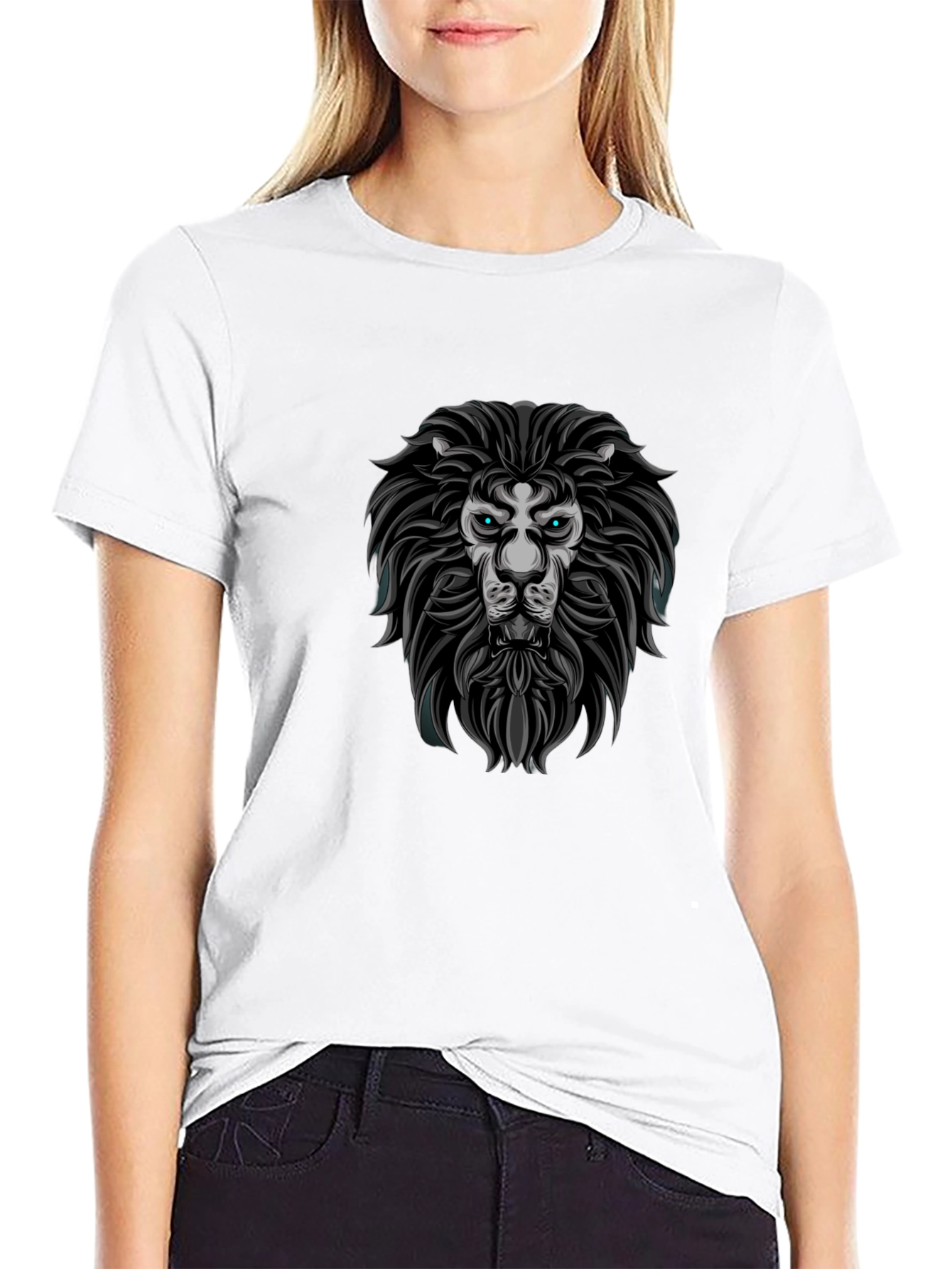 Lion Graphic Print Crew Neck T-Shirt