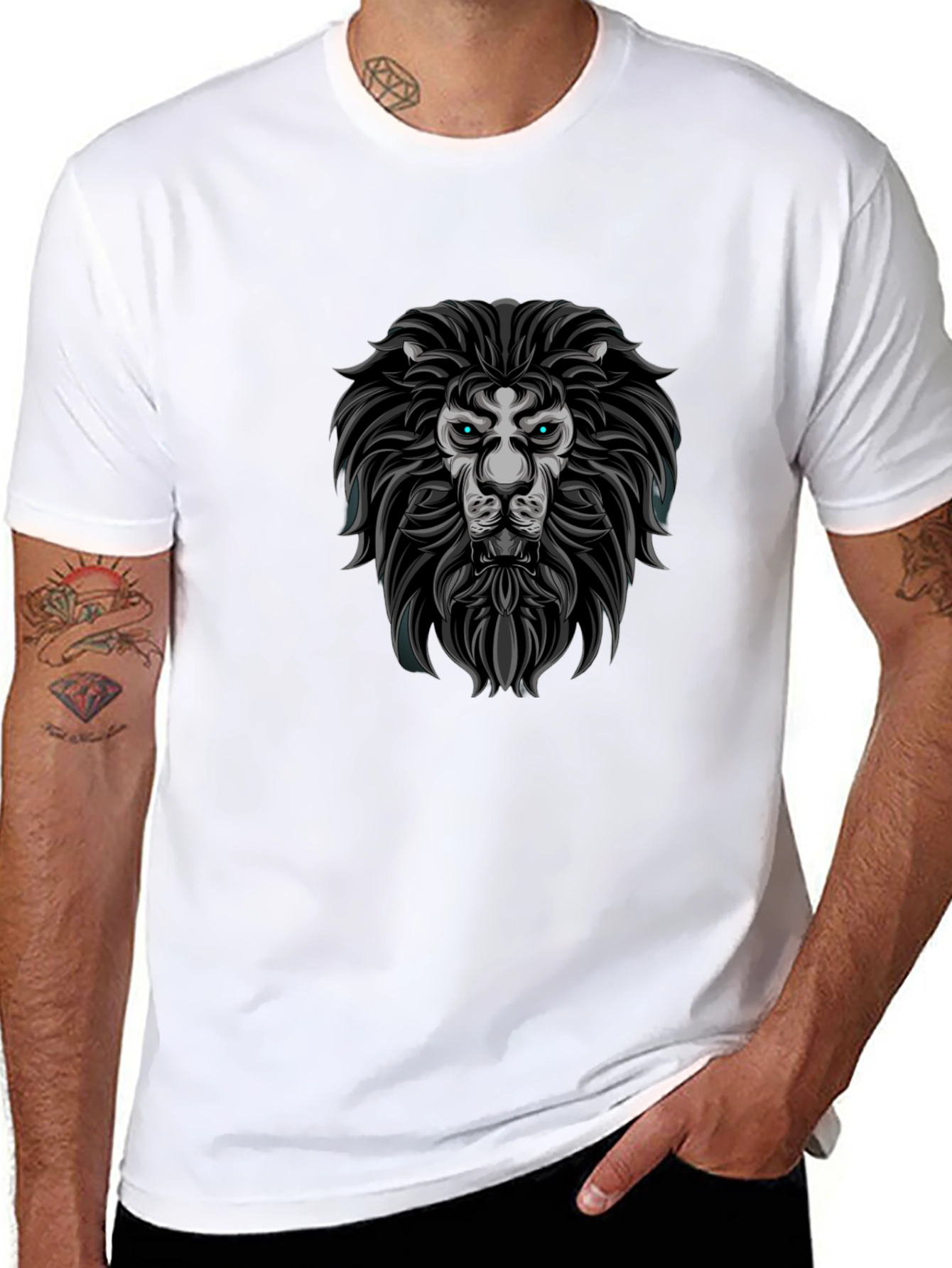 Lion Graphic Print Crew Neck T-Shirt