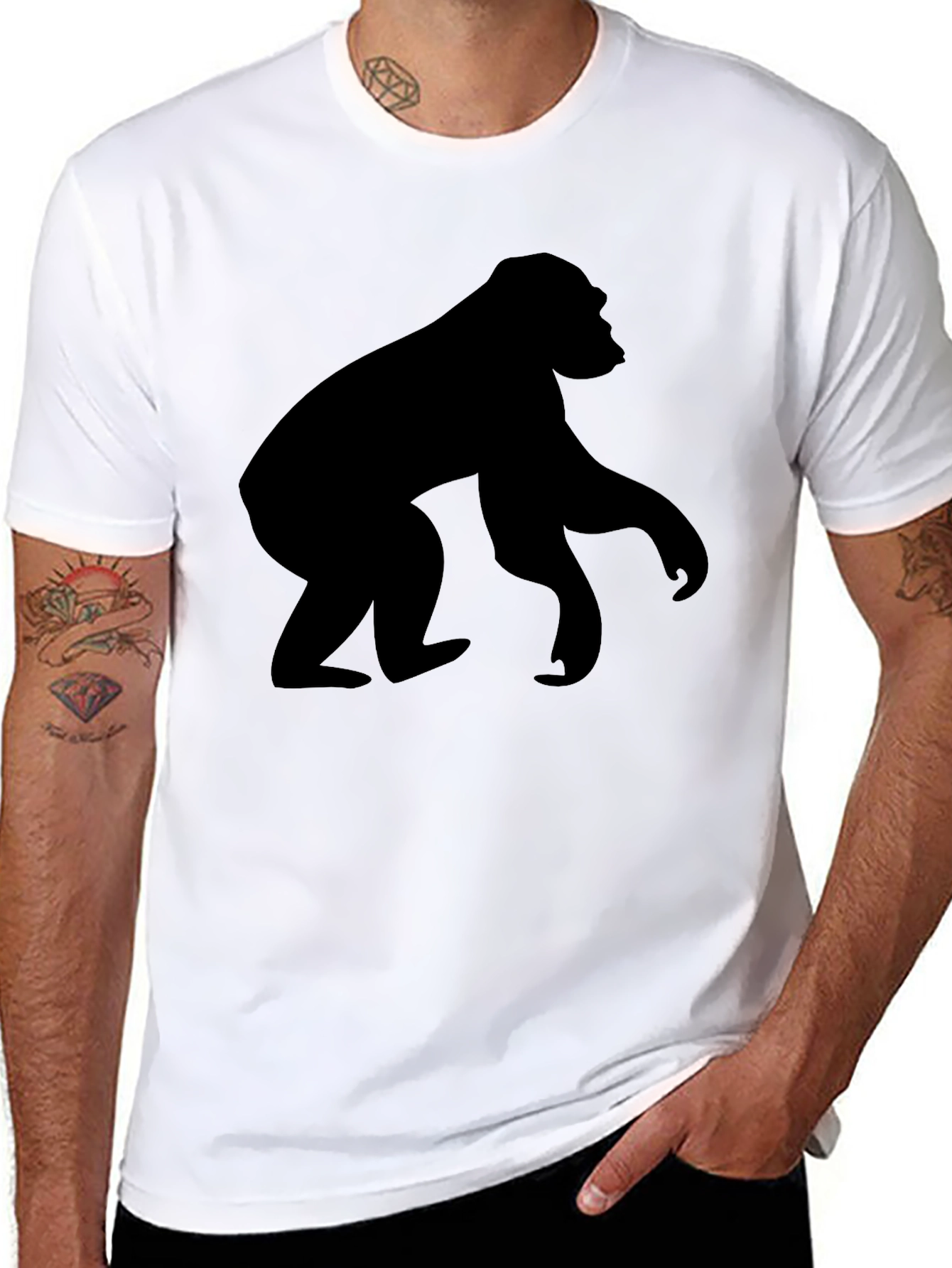 Cool Gorilla Silhouette Black T-Shirt