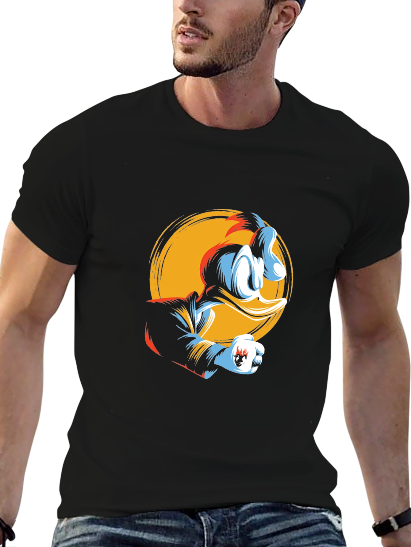 Donald Duck Graphic Print Black T-Shirt