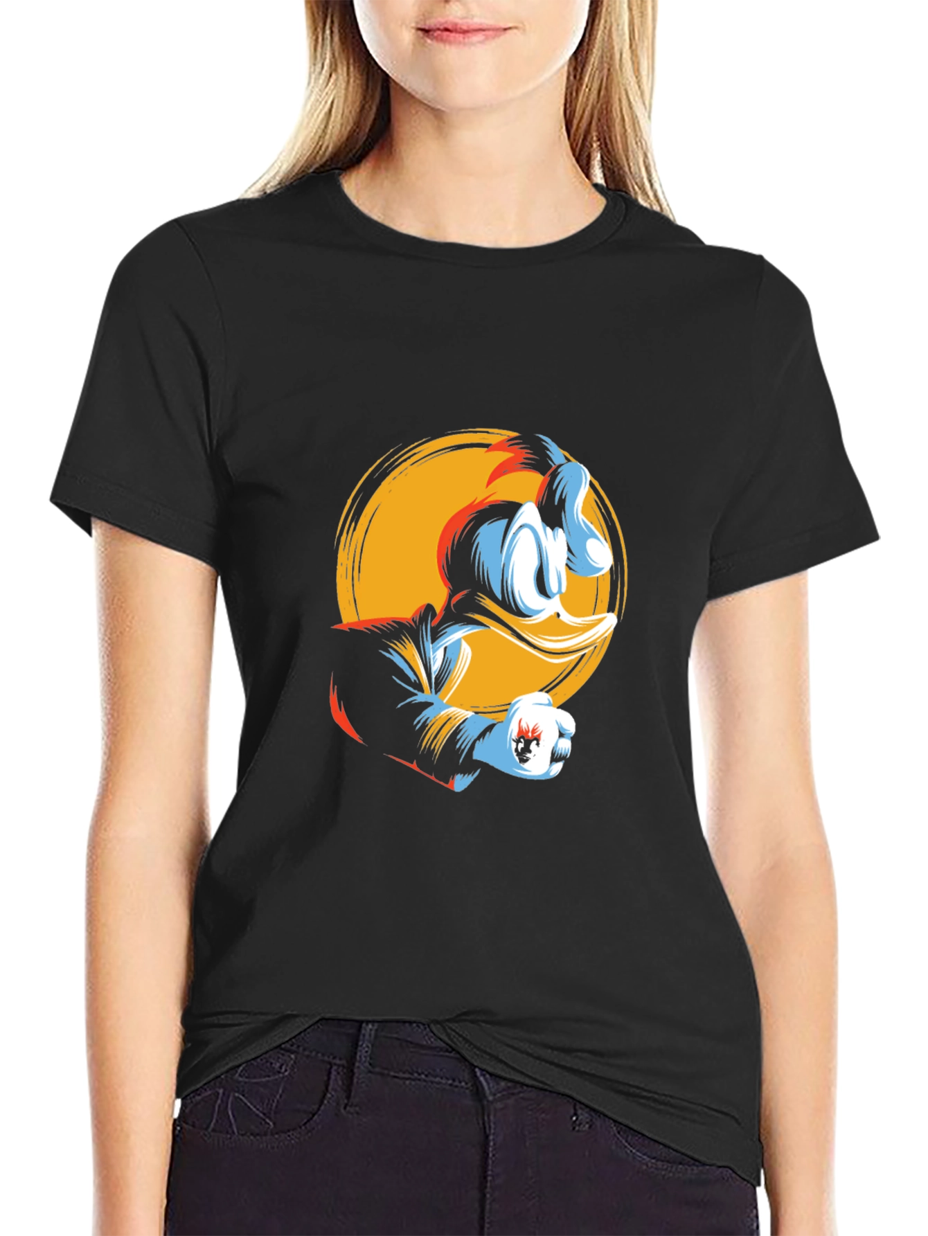 Donald Duck Graphic Print Black T-Shirt