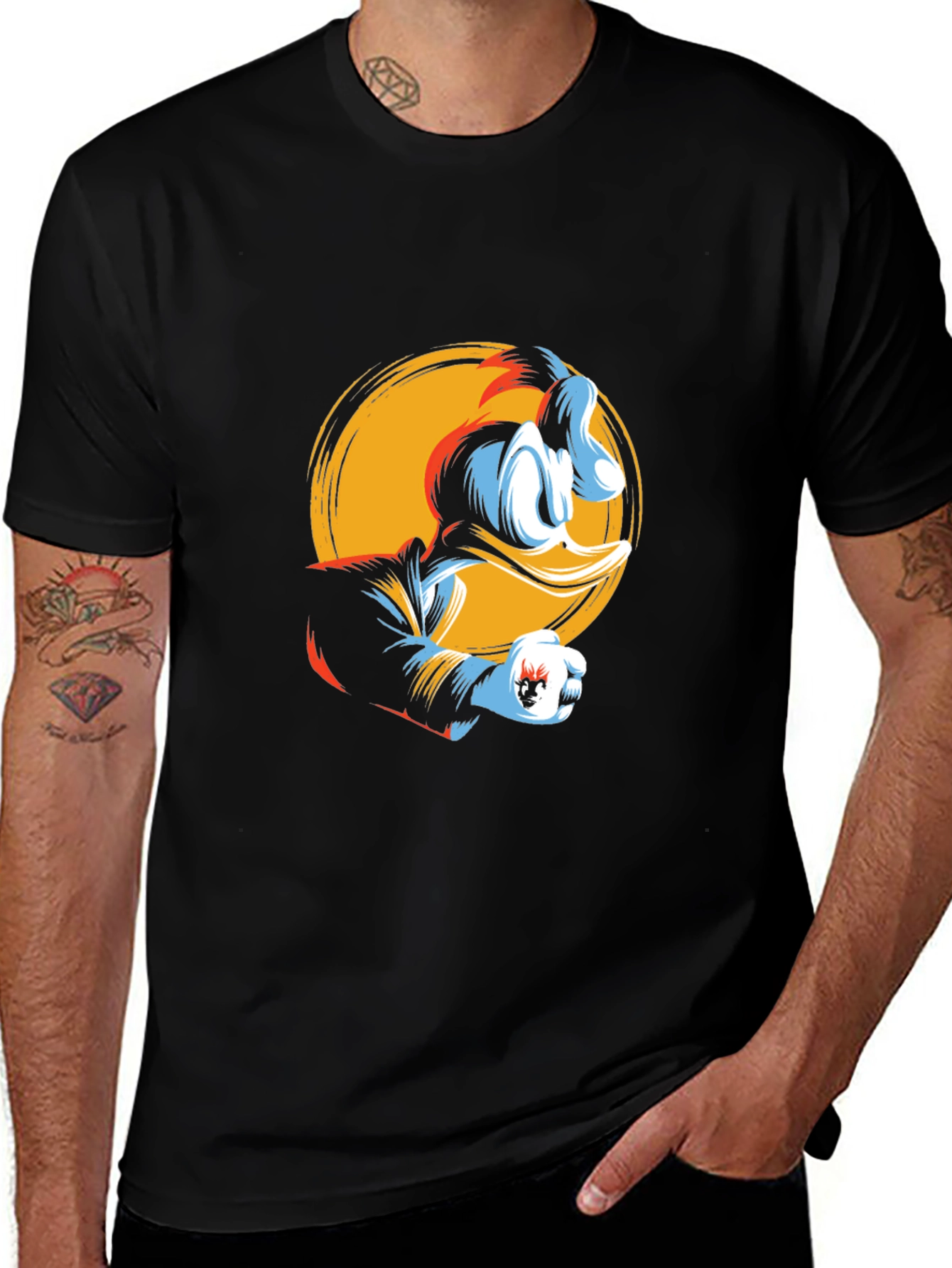 Donald Duck Graphic Print Black T-Shirt