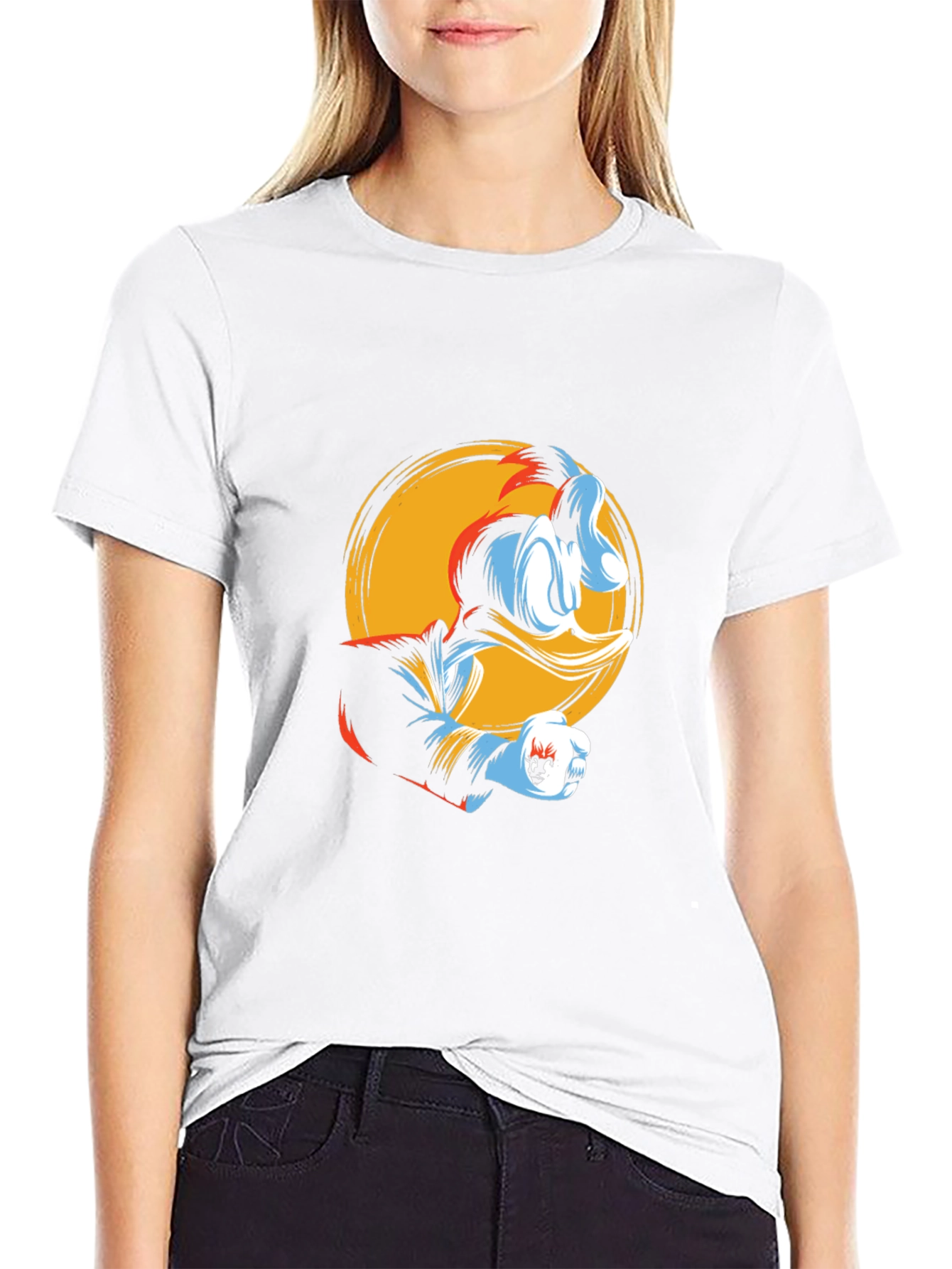Donald Duck Graphic Print Black T-Shirt