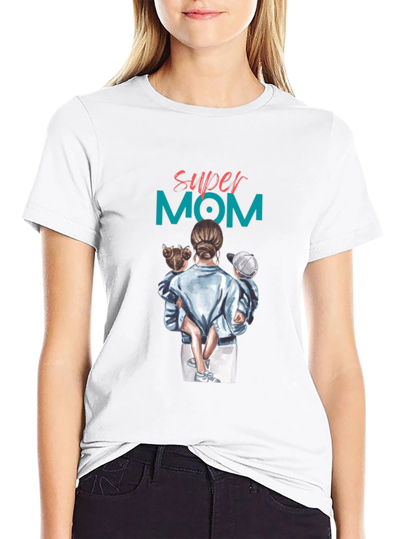 Super Mom Graphic Tee - Black Casual T-Shirt