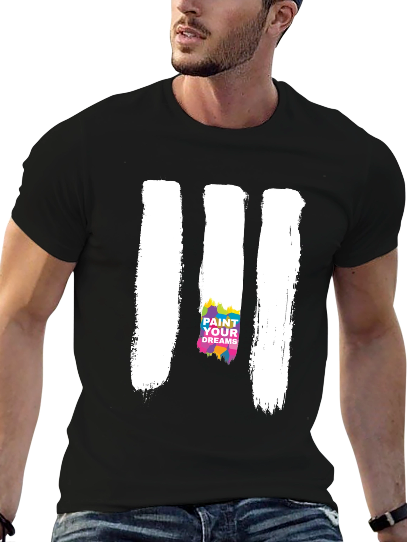 Paint Your Dreams Graphic Tee - Stylish Black T-Shirt