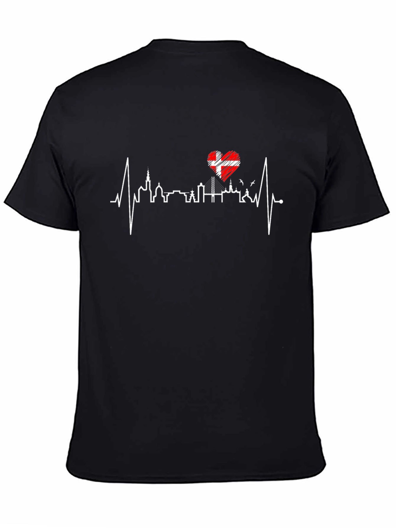 Denmark Heartbeat T-Shirt - Copenhagen Skyline Tee