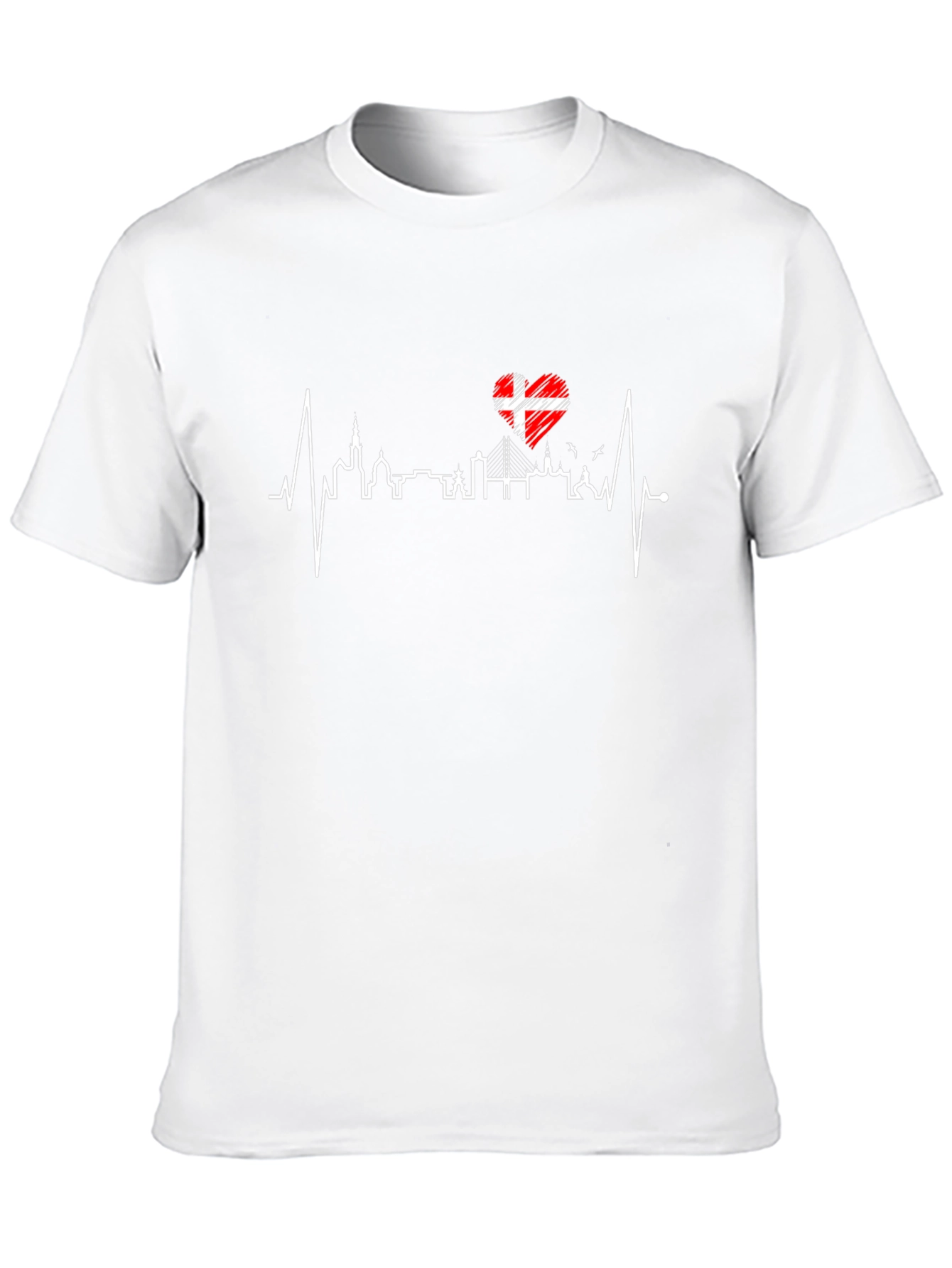 Denmark Heartbeat T-Shirt - Copenhagen Skyline Tee