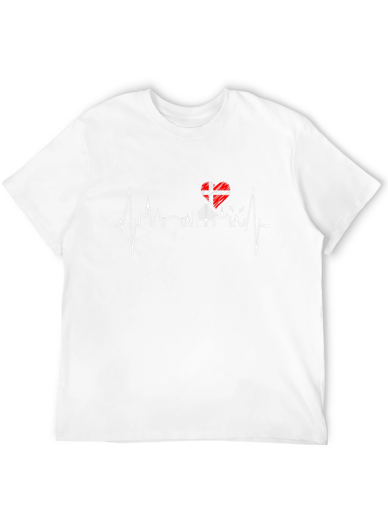 Denmark Heartbeat T-Shirt - Copenhagen Skyline Tee