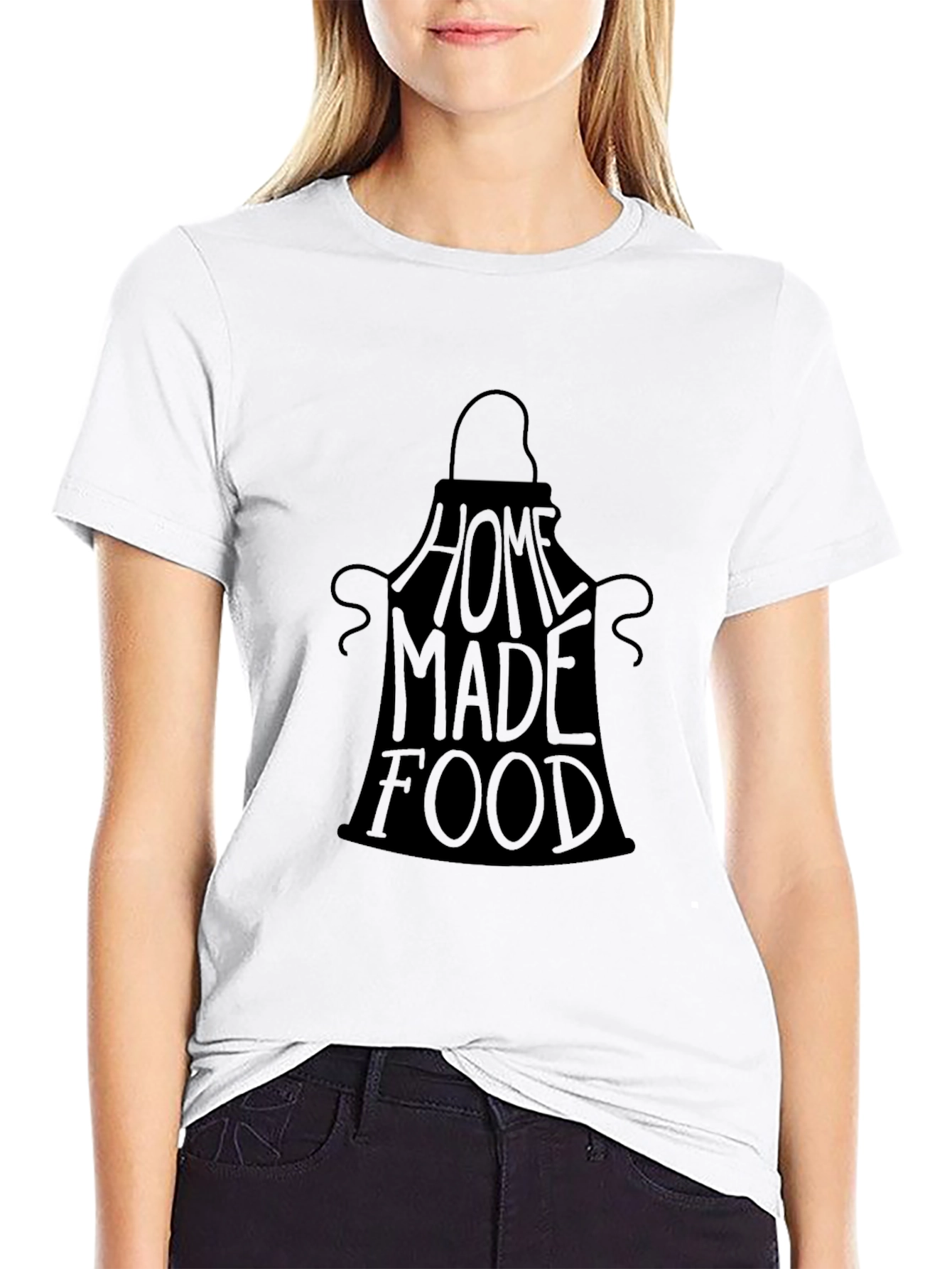 Home Made Food Graphic T-Shirt Black Crew Neck Tee